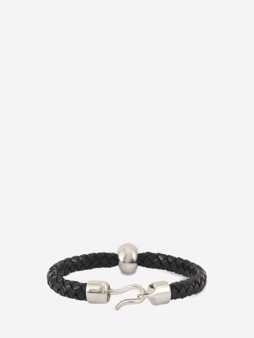 Men's Skull Leather Bracelet in Black - 2