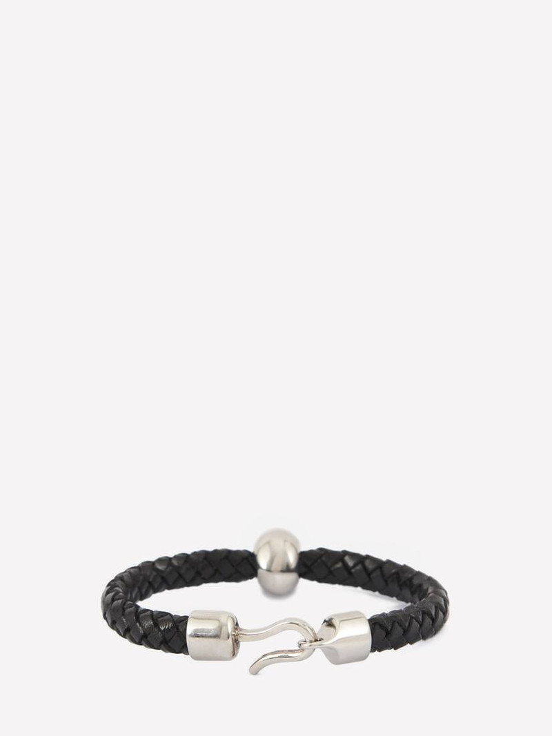 Alexander McQueen Men's Skull Leather Bracelet in Black outlook