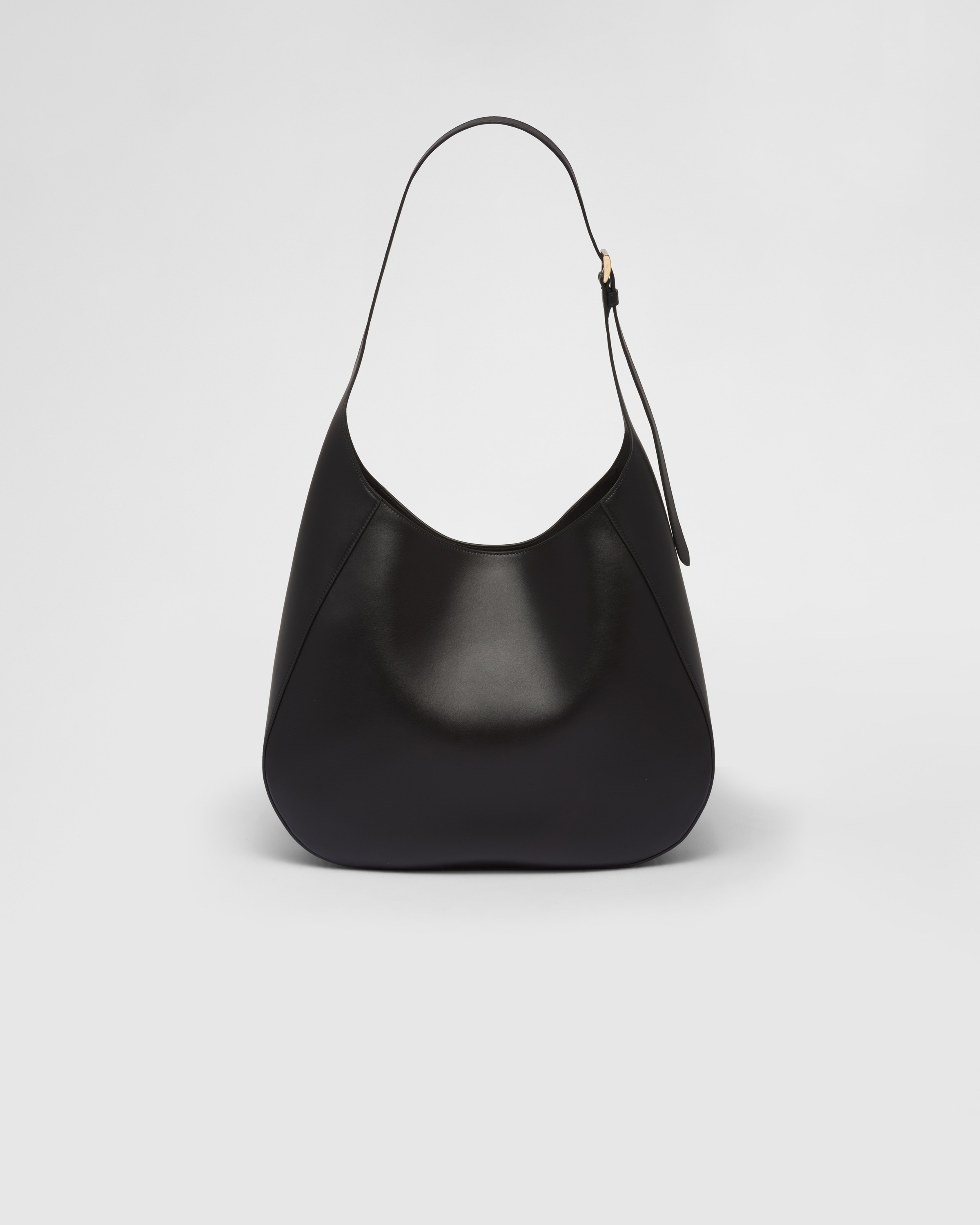 Large leather shoulder bag with topstitching - 4