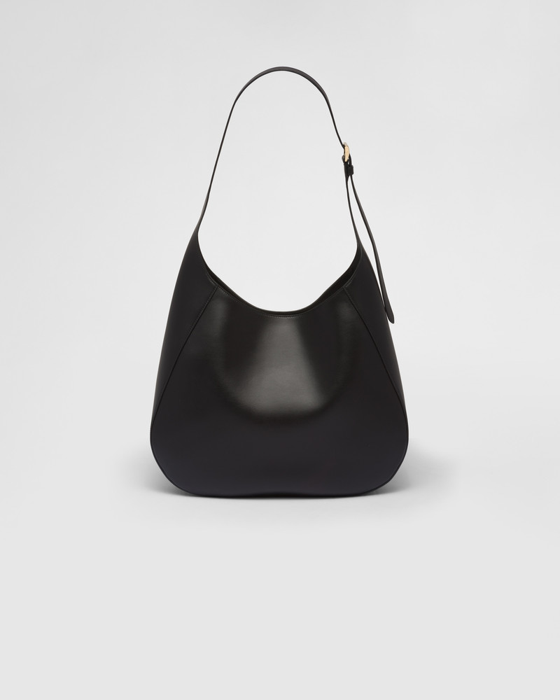 Prada Large leather shoulder bag with topstitching