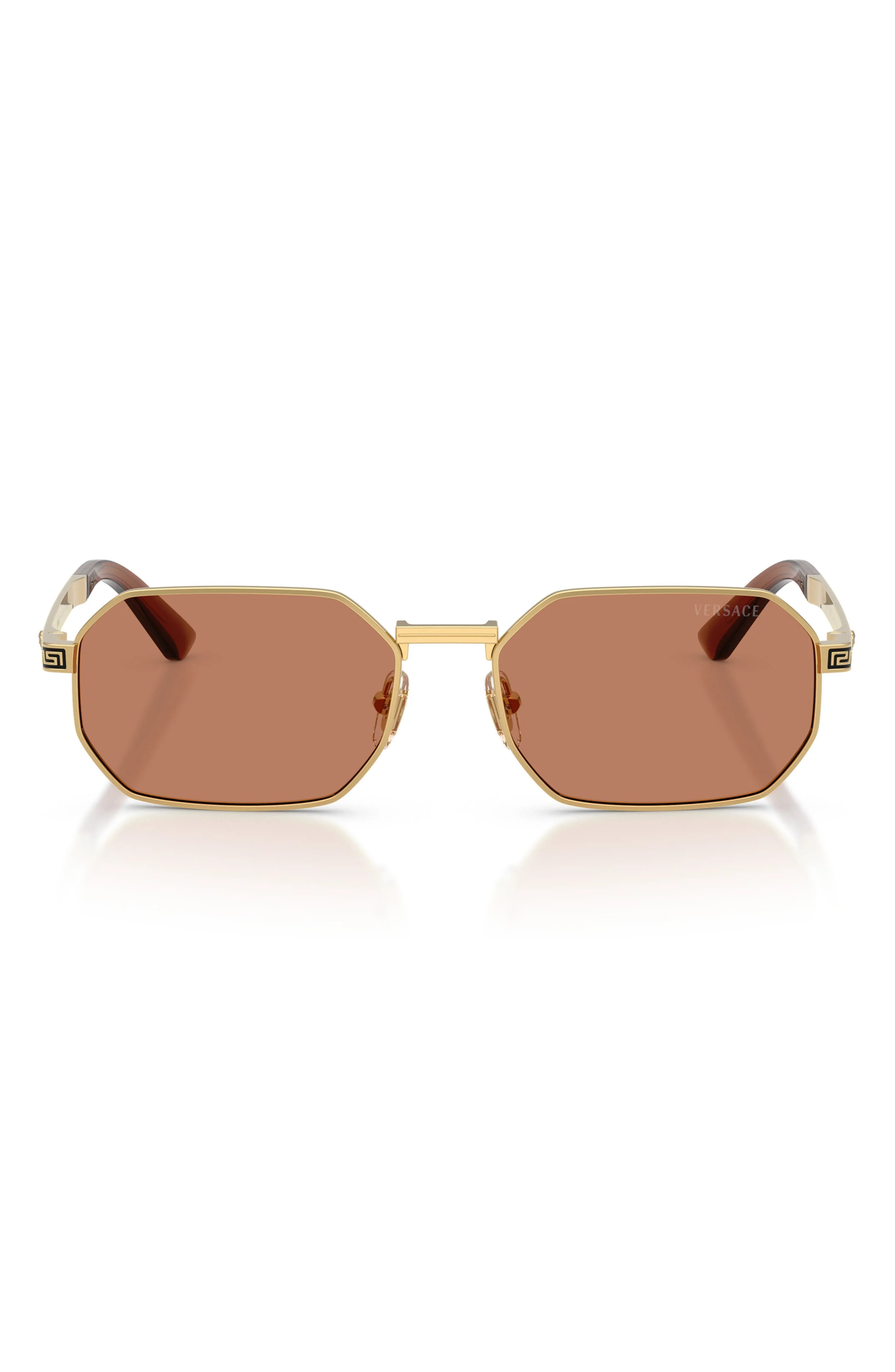Versace 54mm Rectangular Sunglasses in Gold /Brown at Nordstrom - 1
