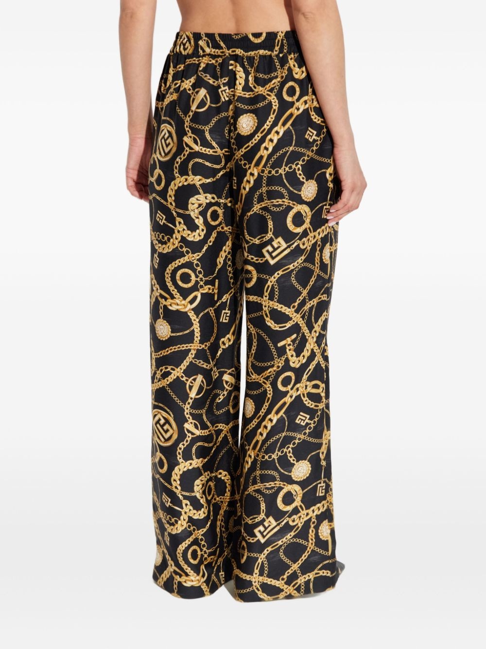 chain-print silk trousers - 4