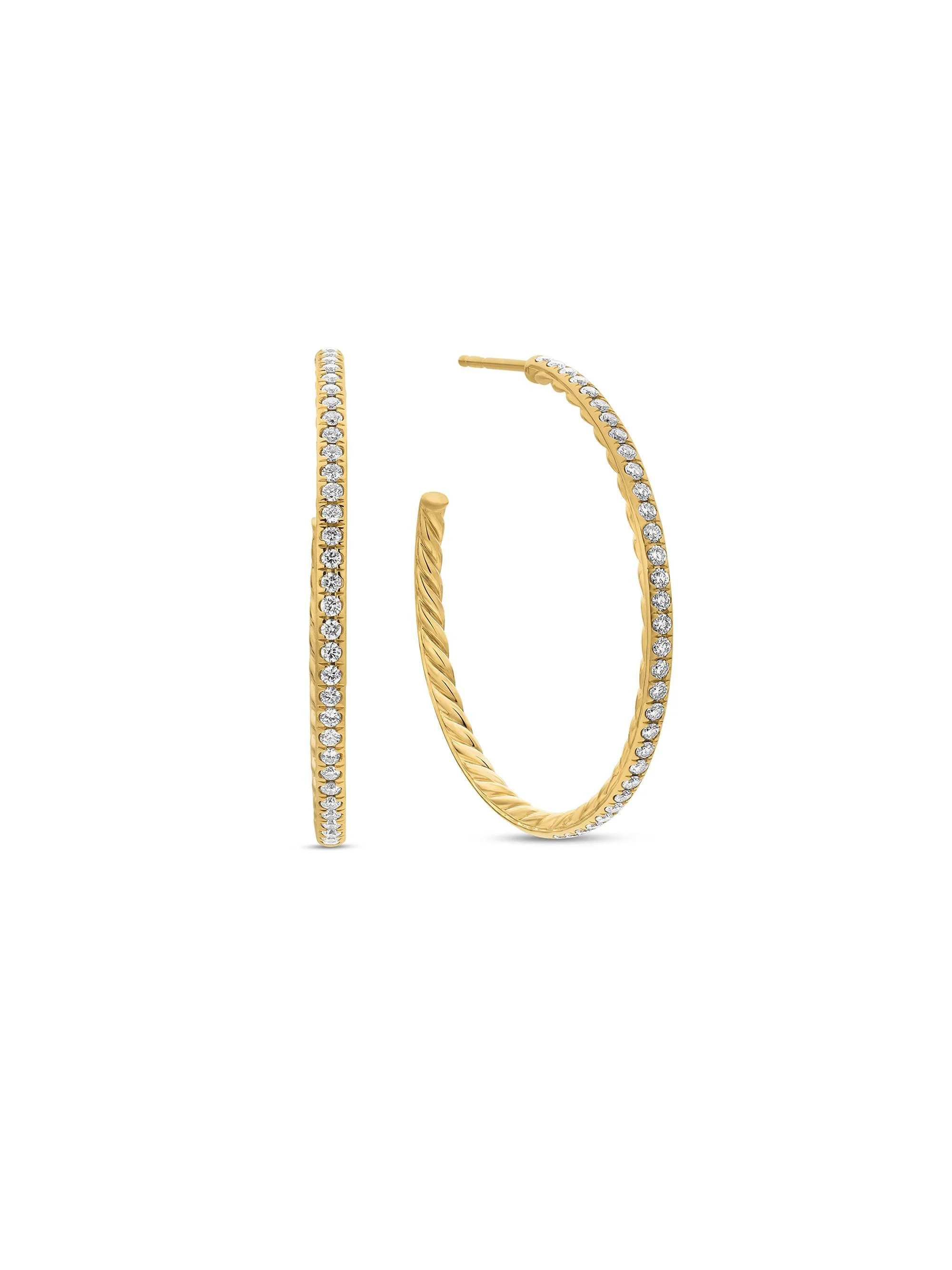 Women's Pavé Hoop Earrings in 18K Yellow Gold - Diamond - 1