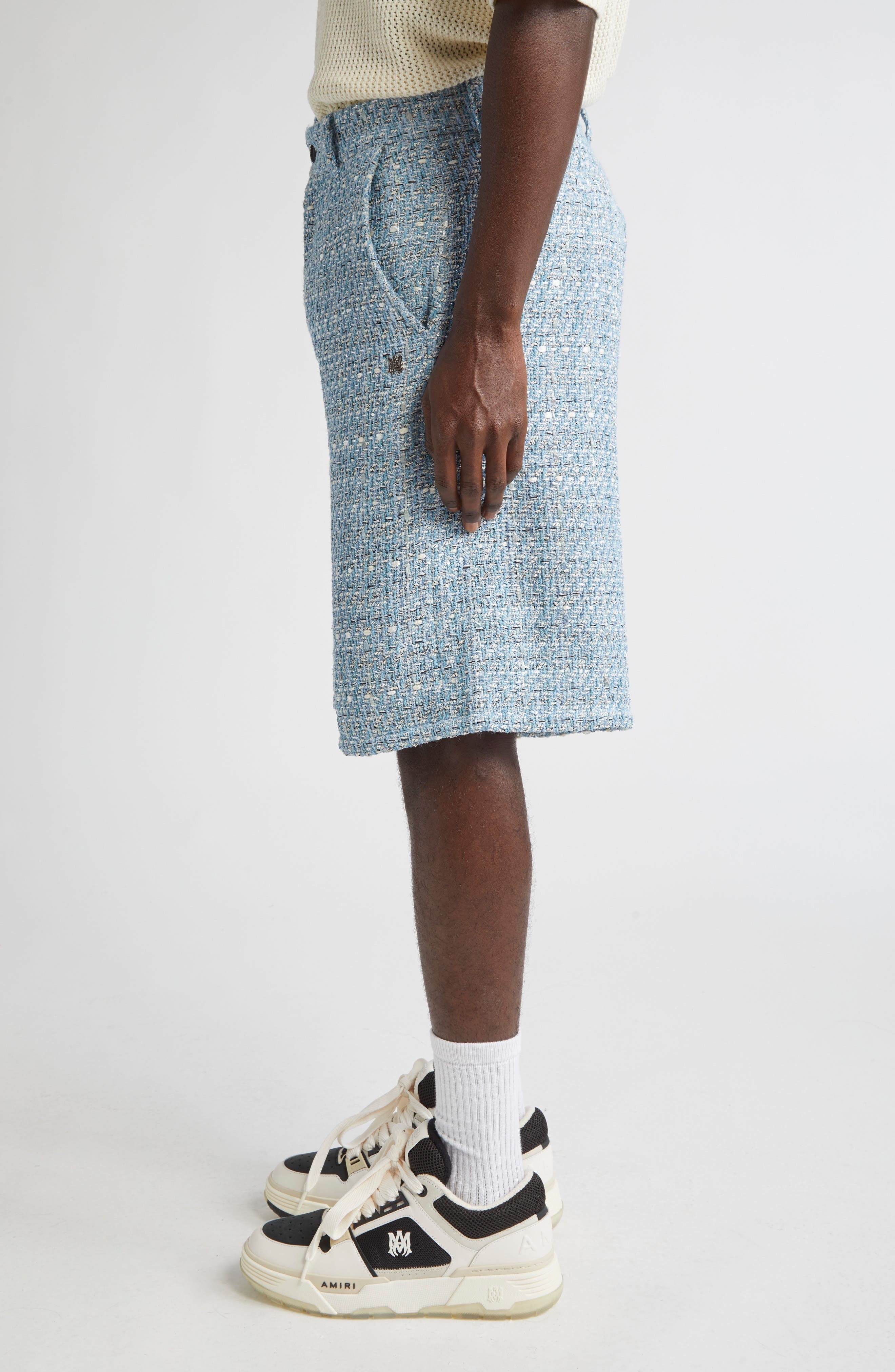 AMIRI Bouclé Bermuda Shorts in Ashley Blue at Nordstrom - 4