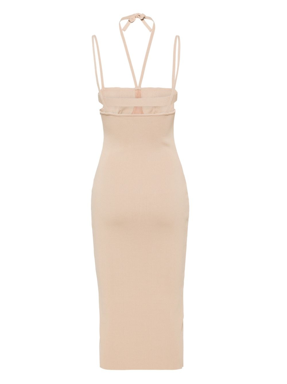 halterneck ribbed midi dress - 2