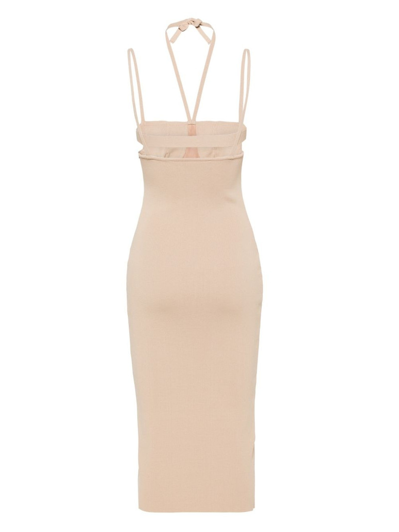 ANDREĀDAMO halterneck ribbed midi dress outlook