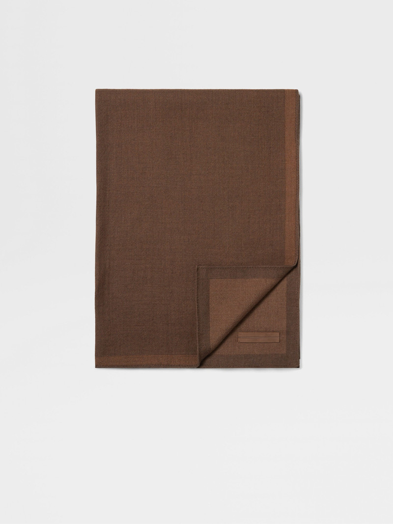 BROWN CASHMERE AND SILK SCARF 1