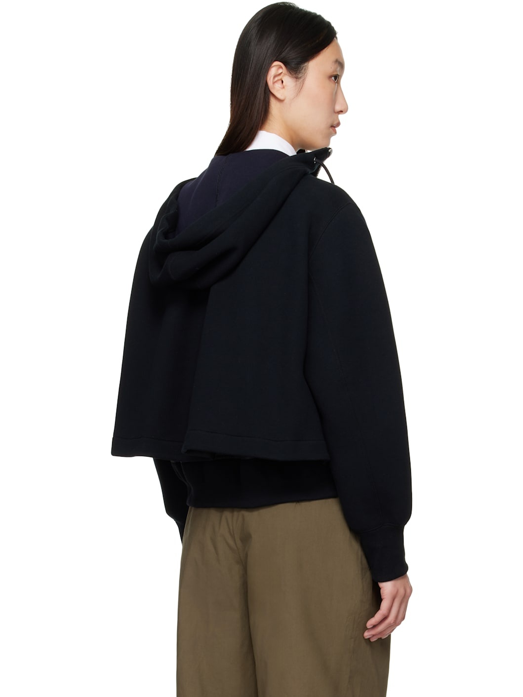 Black Sponge Sweat x Nylon Twill Hoodie - 3