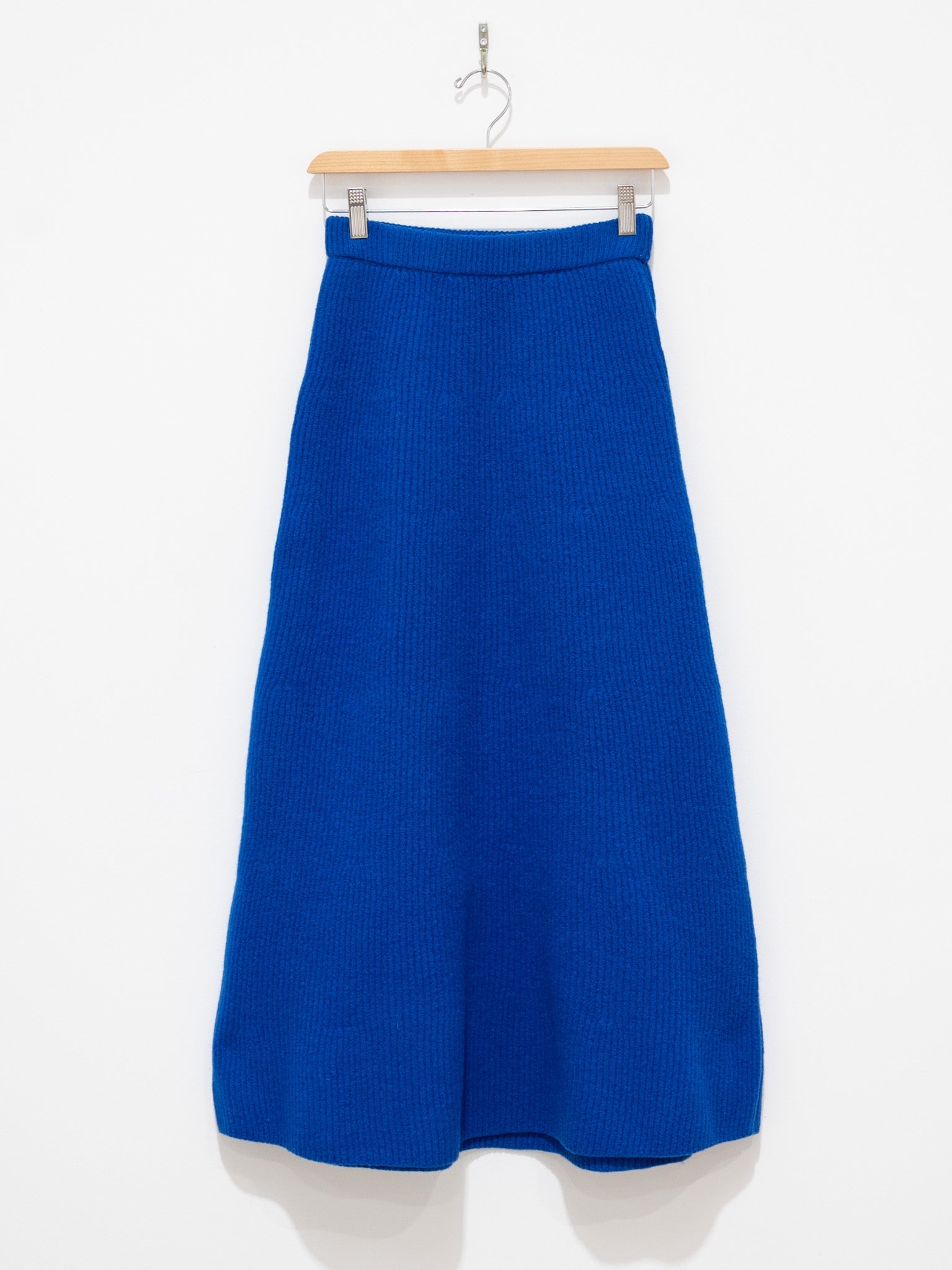 Milled French Merino Rib Knit Flare Skirt - Royal Blue - 6