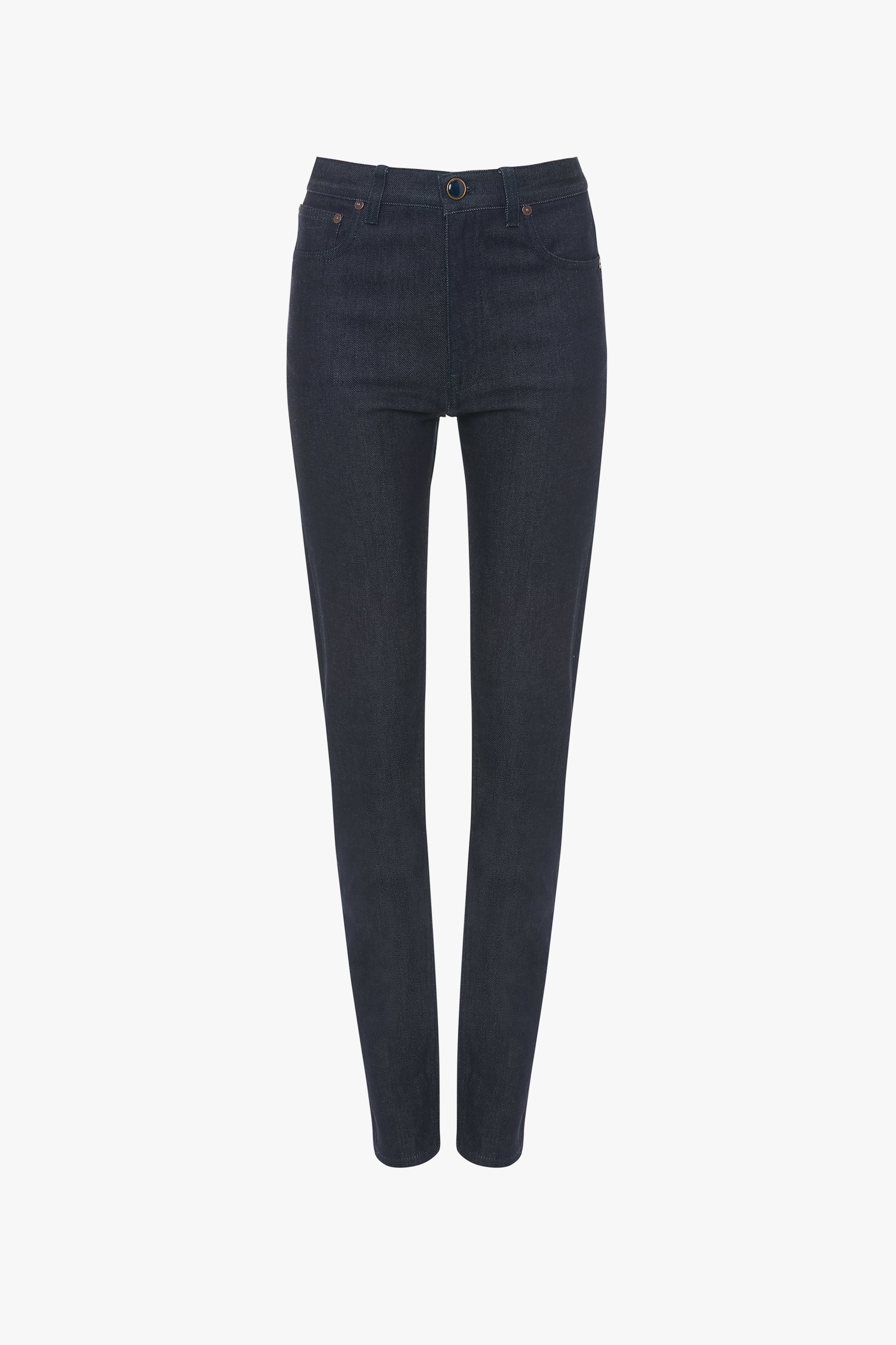 High Waisted Skinny Jean In Dark Indigo Raw - 1