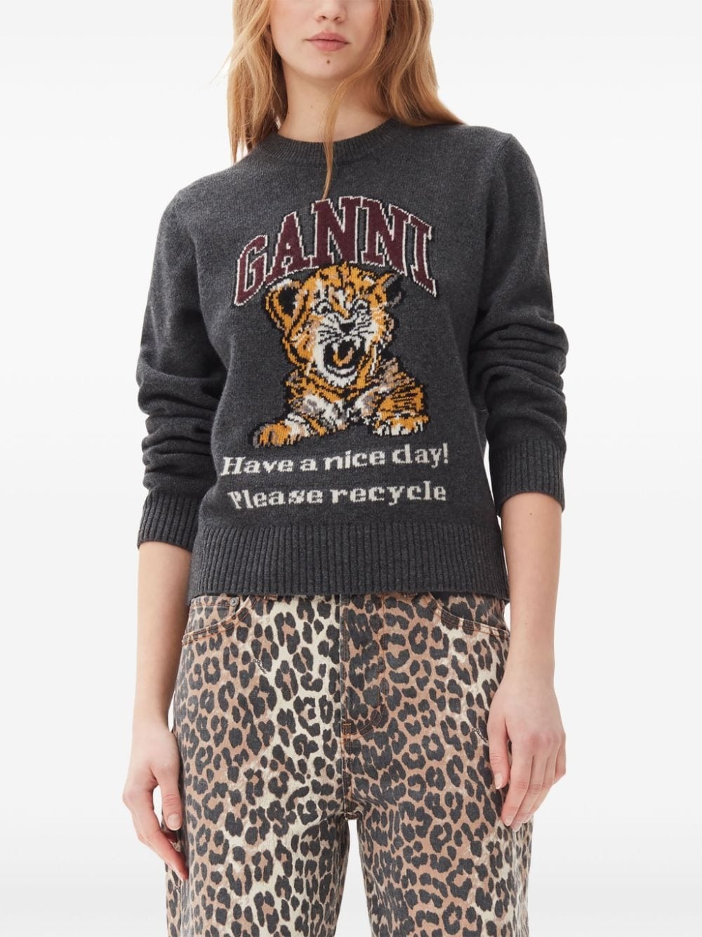 intarsia-knit tiger jumper - 5