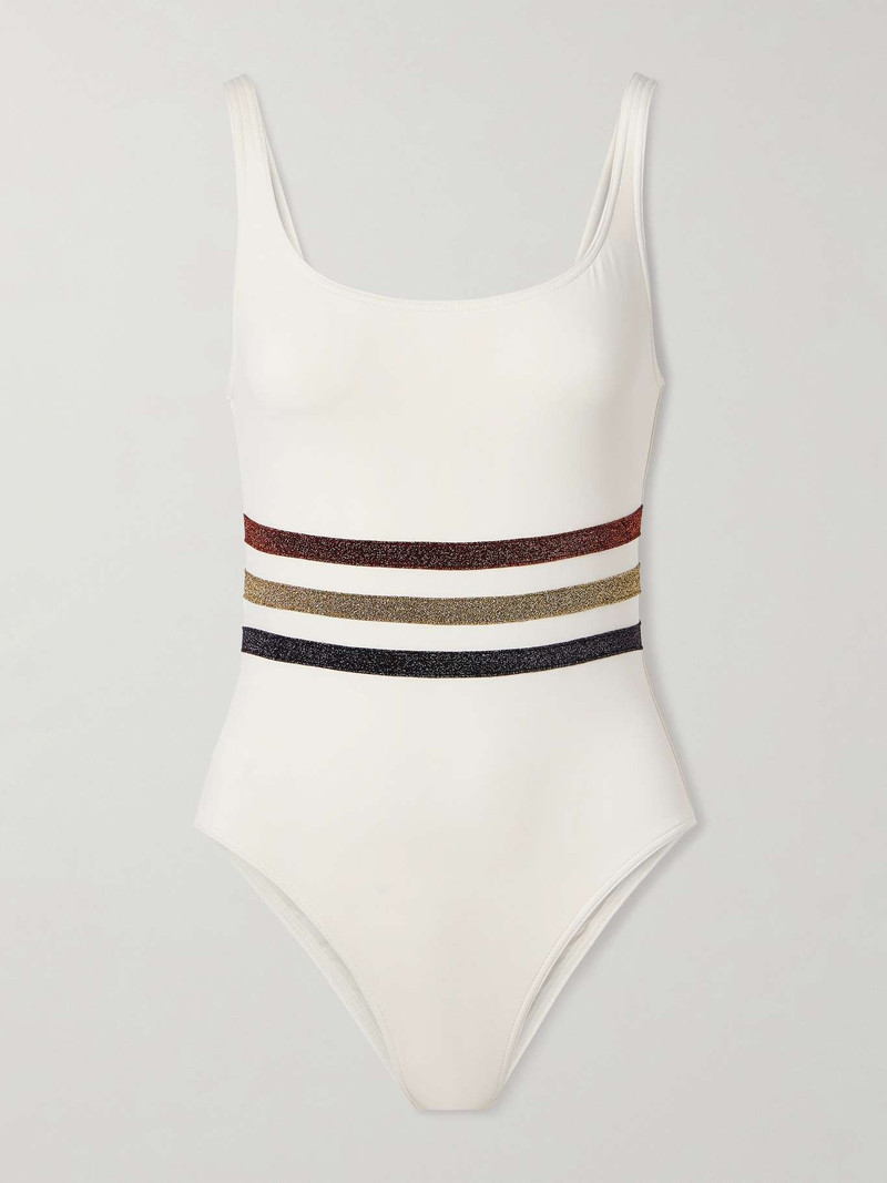 Irisée Radieux metallic striped swimsuit Off-white - 1