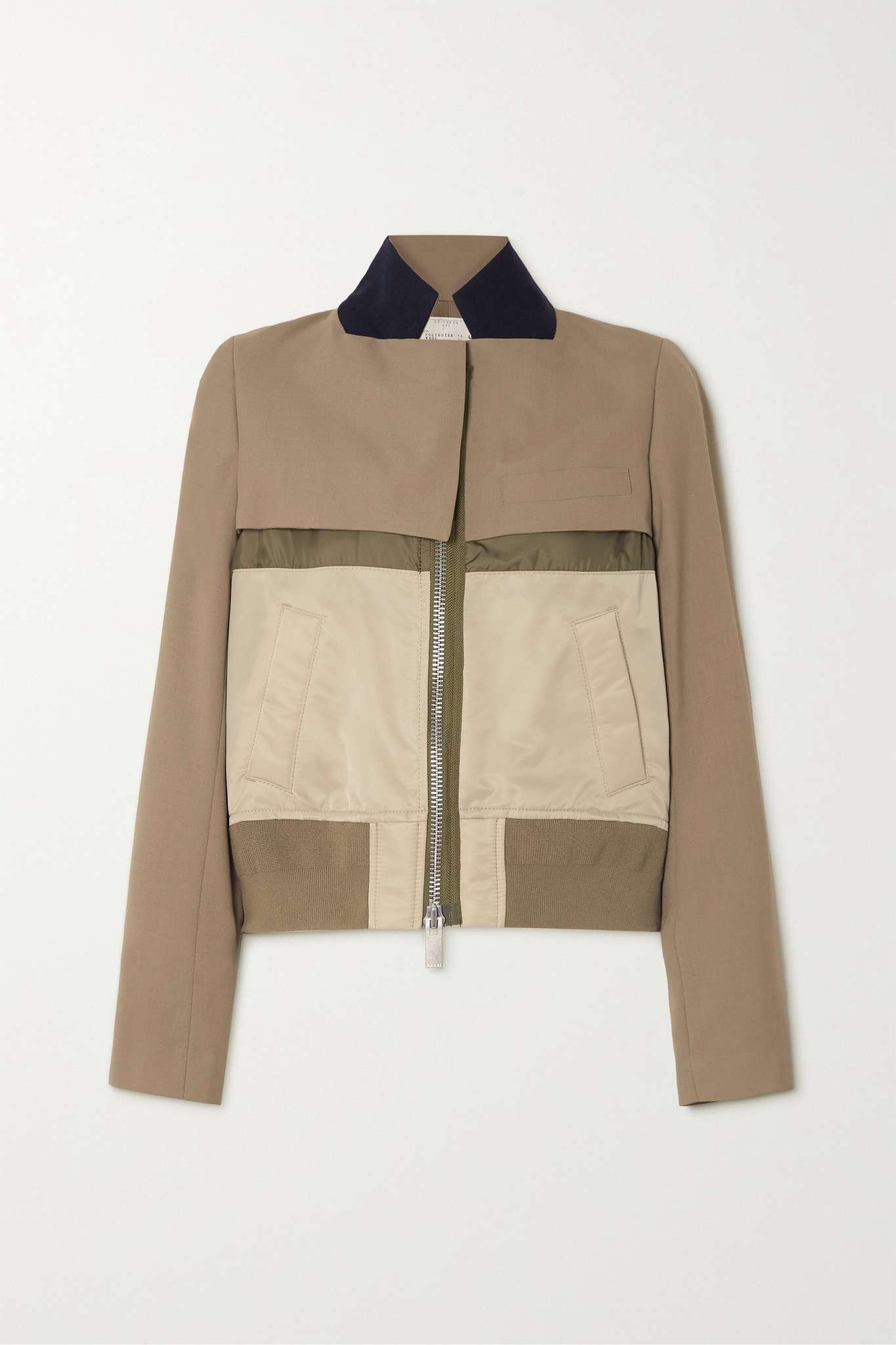 Paneled twill, padded shell and wool-blend jacket - 1