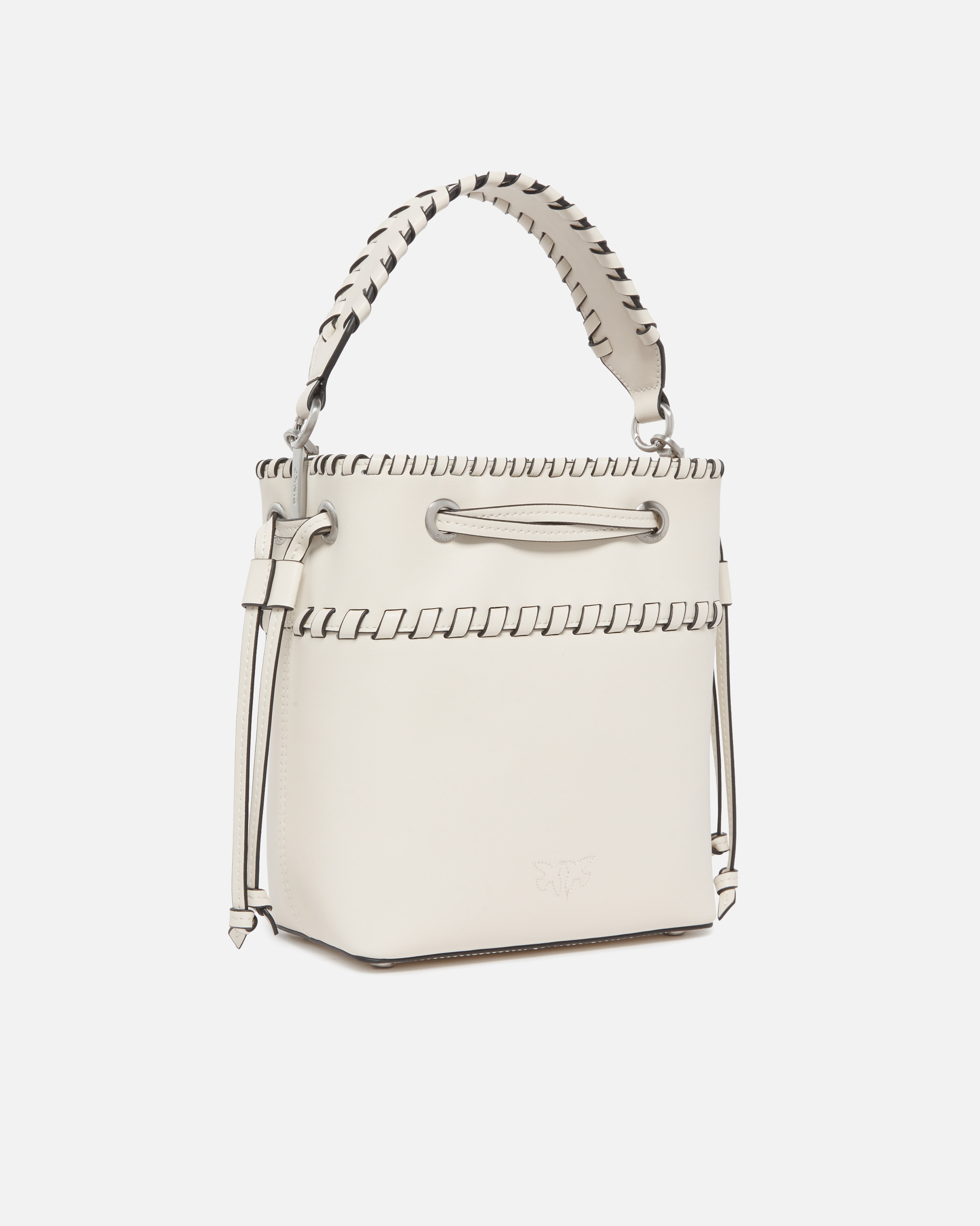 SMALL LEATHER BUCKET BAG WITH THREADED DETAILING - 2