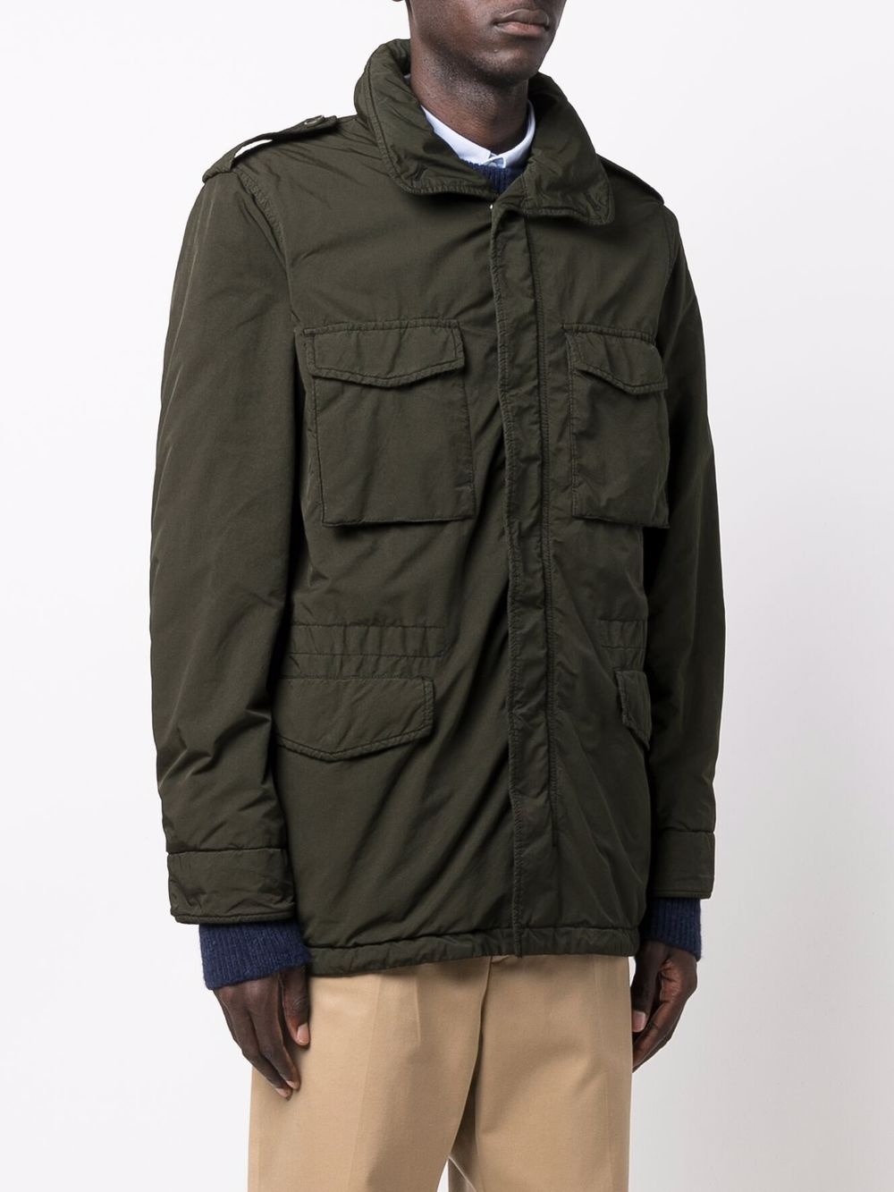 crinkled-finish military jacket - 3