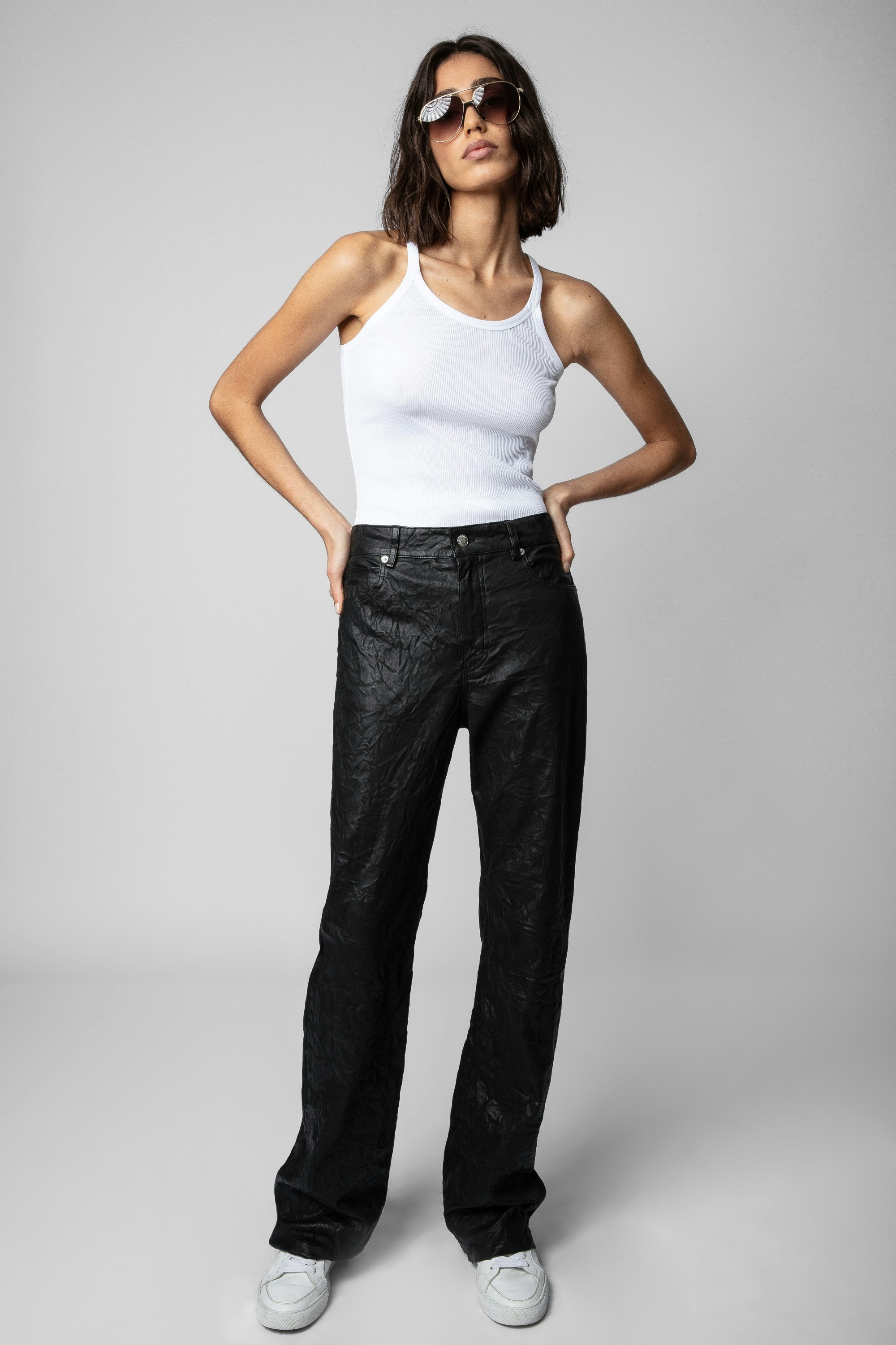 Evy Crinkled Leather Pants - 2