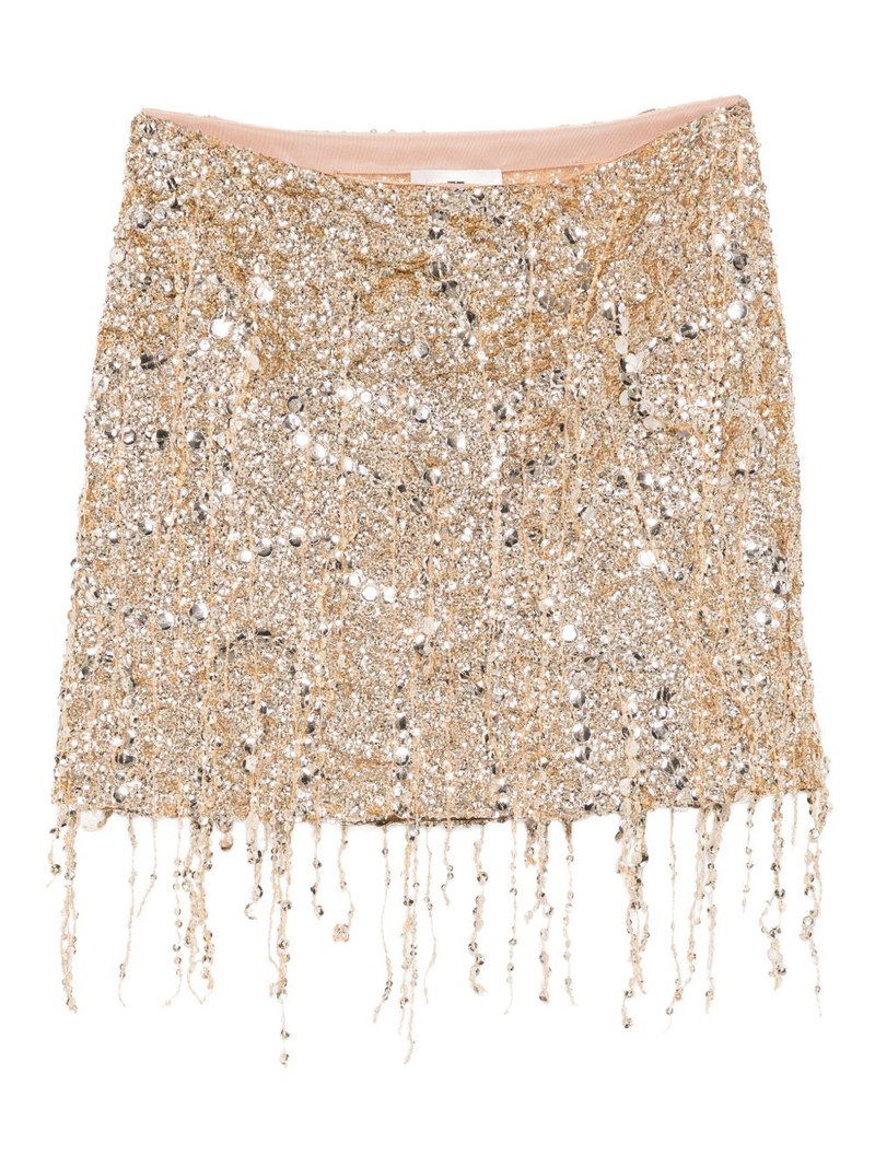 sequinned-fringe tulle mini skirt 1