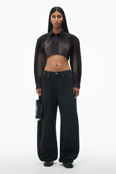 Alexander Wang Curved Cropped Shirt in Peached Cotton outlook