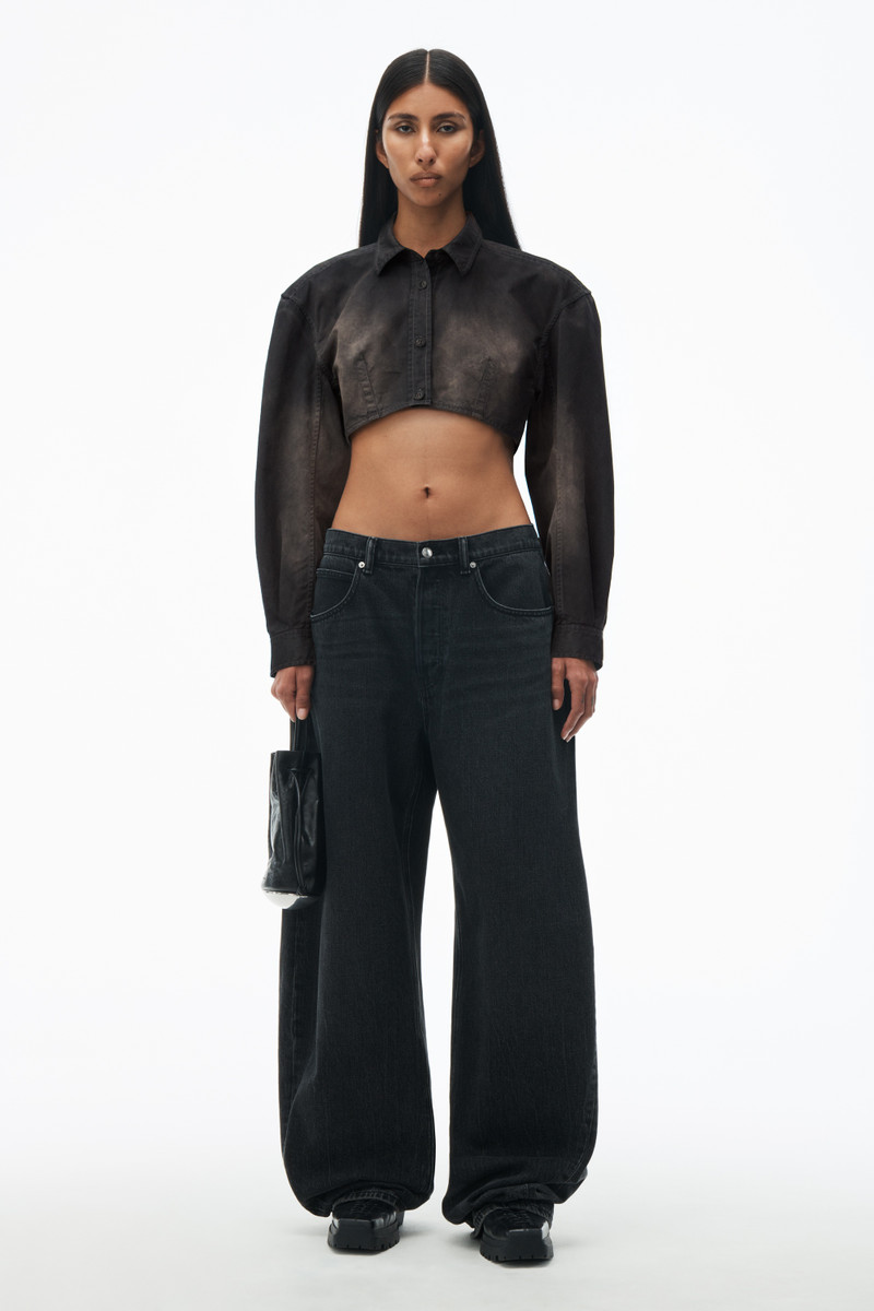 Alexander Wang Curved Cropped Shirt in Peached Cotton outlook