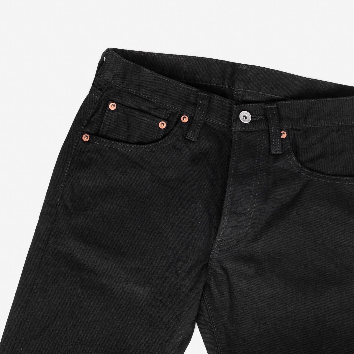 IH-777S-142bb 14oz Selvedge Denim Slim Tapered Cut Jeans - Black/Black - 5