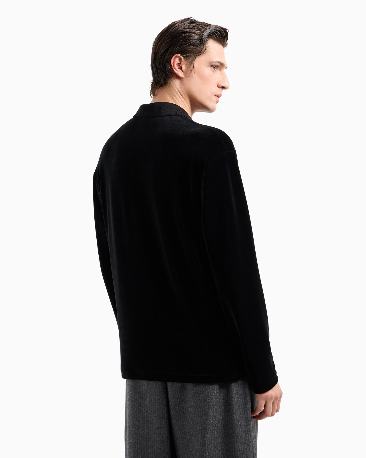 Long-sleeved chenille polo shirt - 3