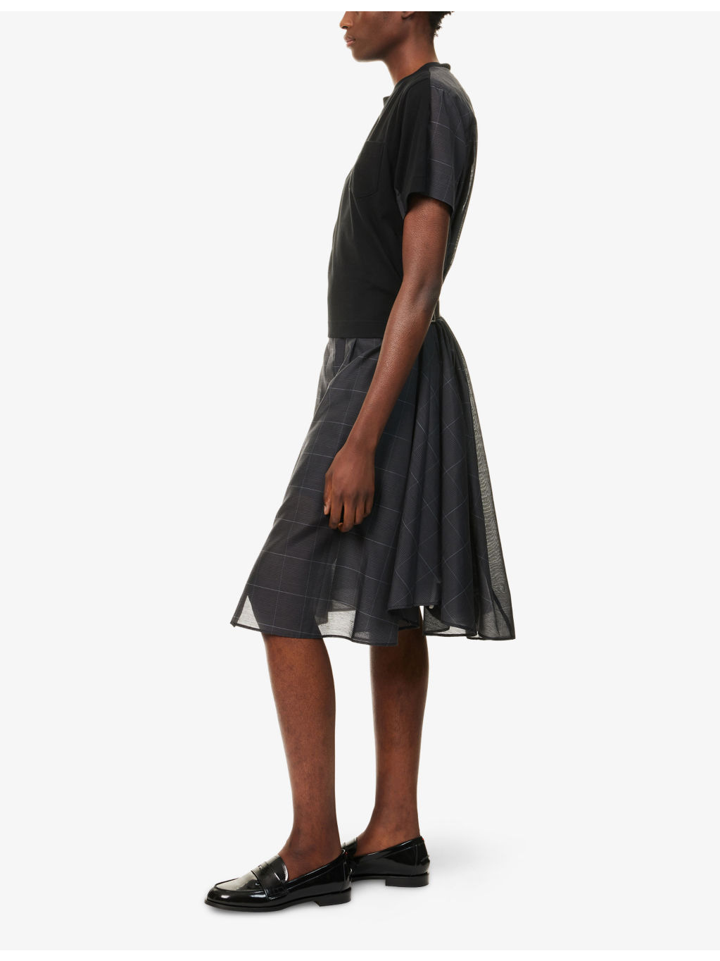 Glen Check-Panelled Cotton-Jersey Midi Dress - 3
