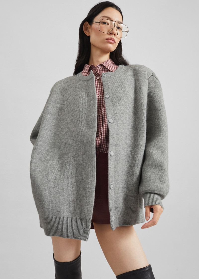 Bergen Padded Knit Cardigan - Grey 1