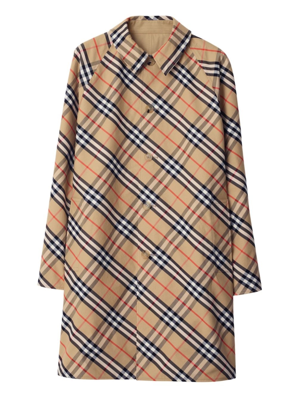 check-pattern reversible trench coat - 7