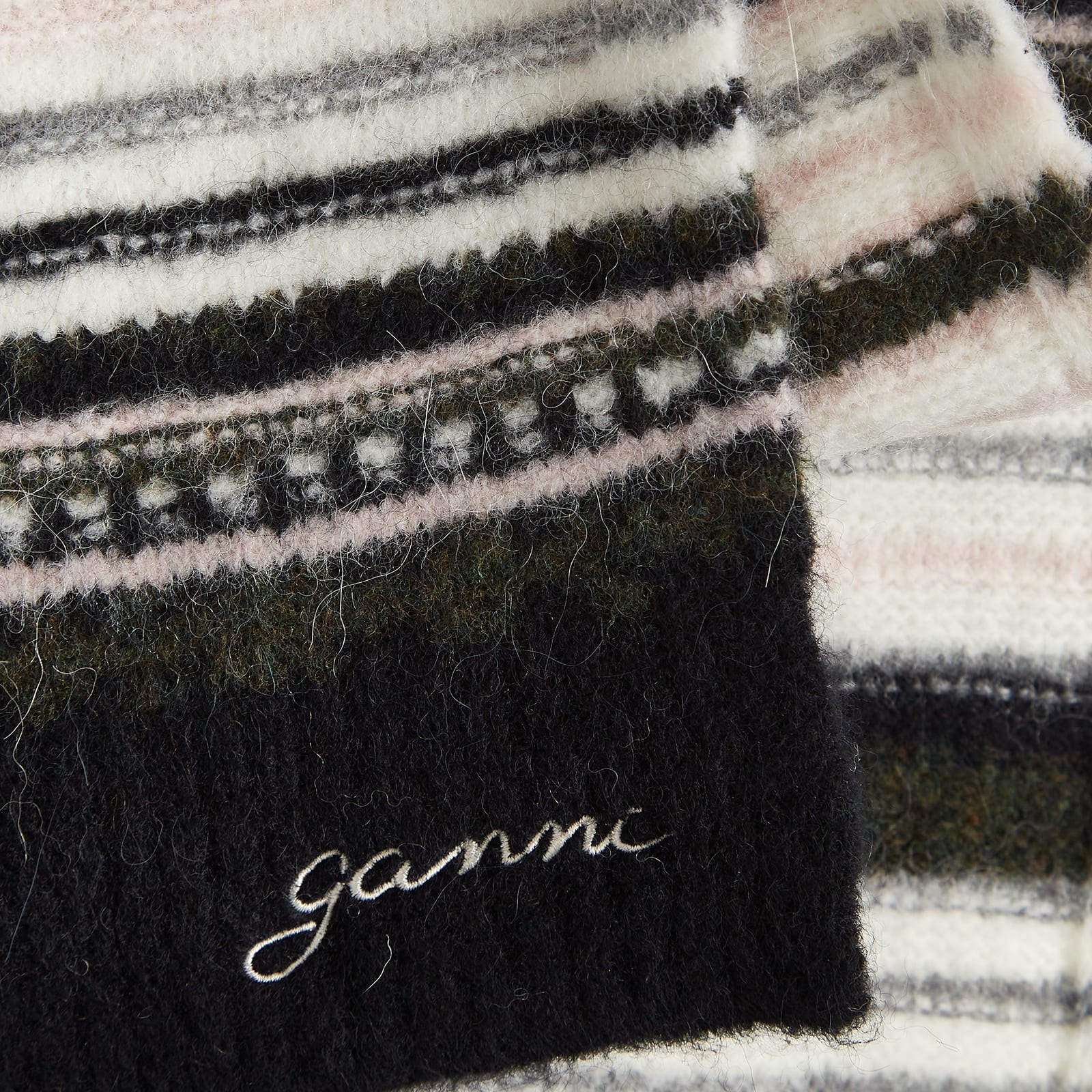 Ganni Striped Soft Wool Scarf - 3