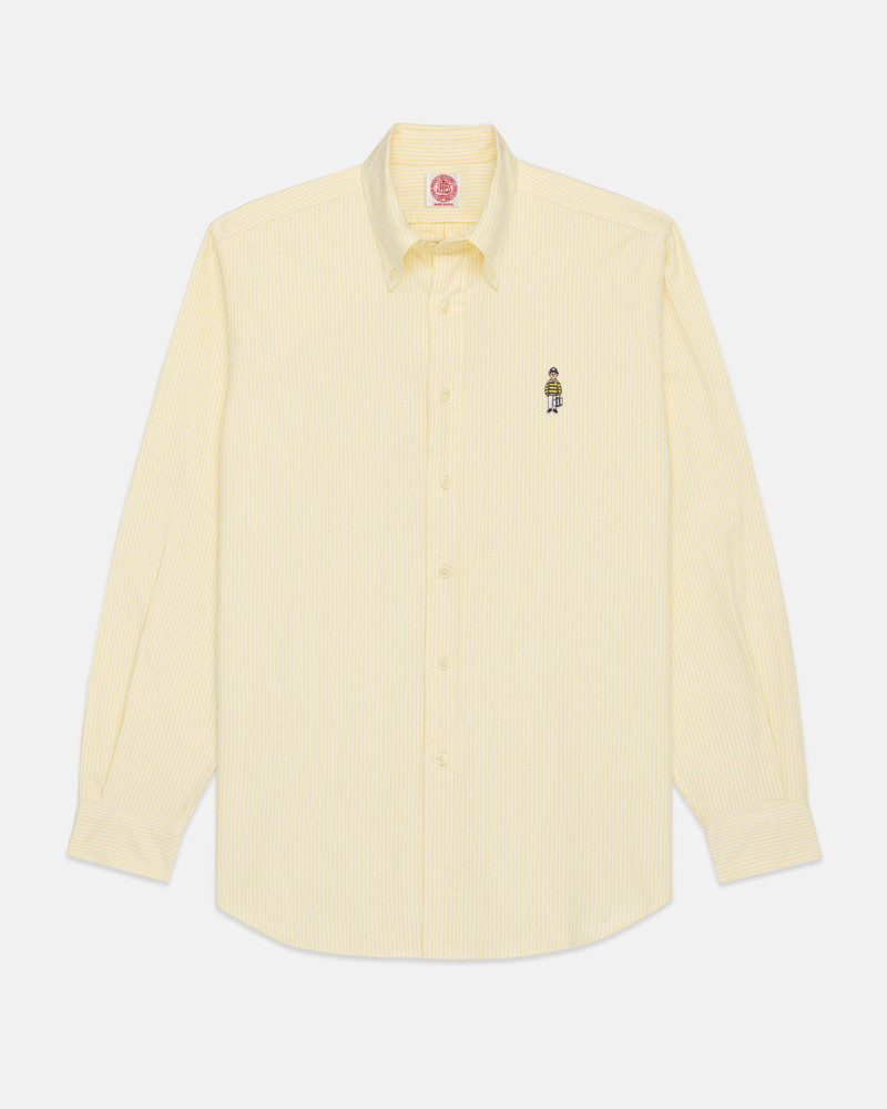 J. PRESS MADE-IN-USA "IVY GUY" YELLOW UNIVERSITY STRIPE OXFORD CLOTH SHIRT - CLASSIC FIT outlook