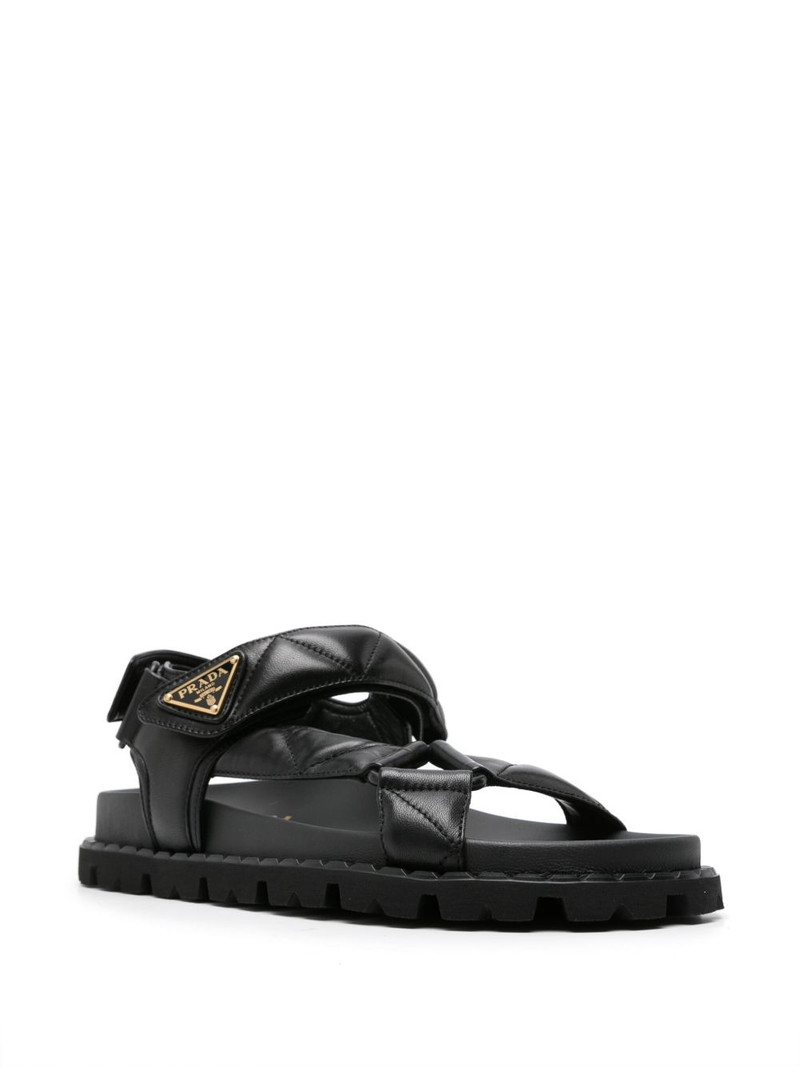 Prada triangle-logo quilted sandals outlook