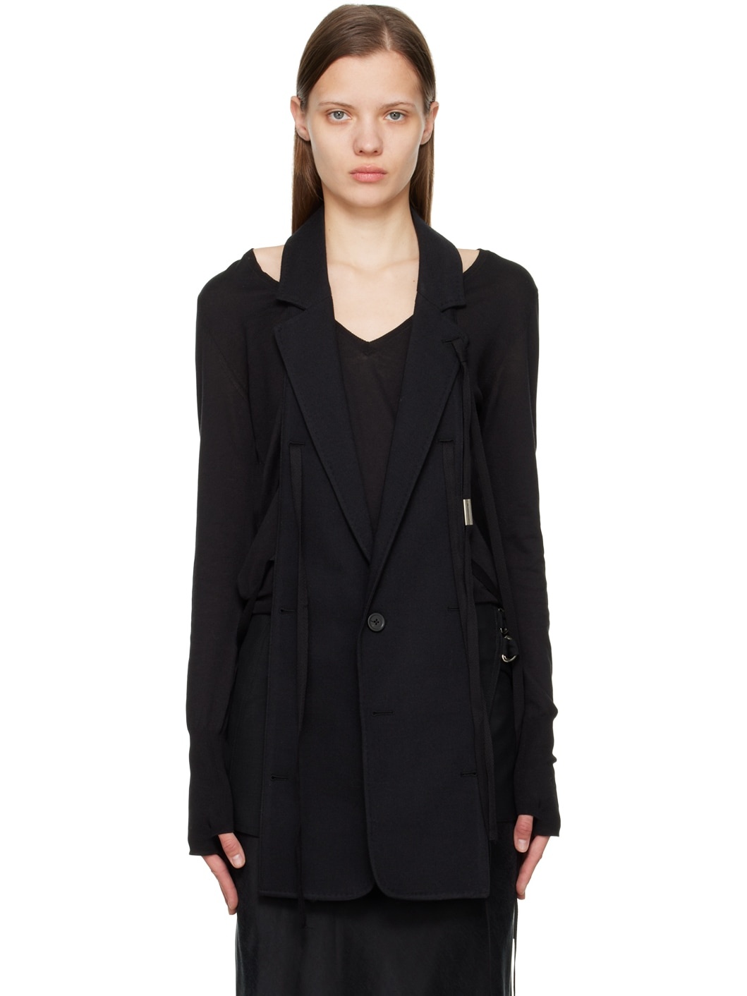 Black Self-Tie Vest - 1
