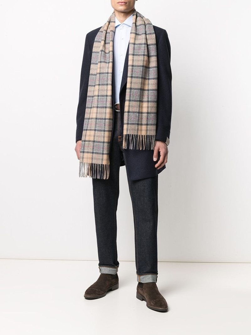 Barbour check-print fringed-edge scarf outlook