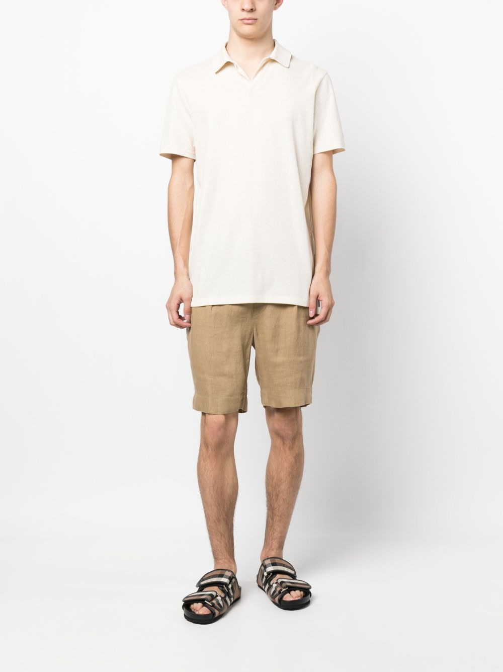 drawstring-fastening linen shorts - 2