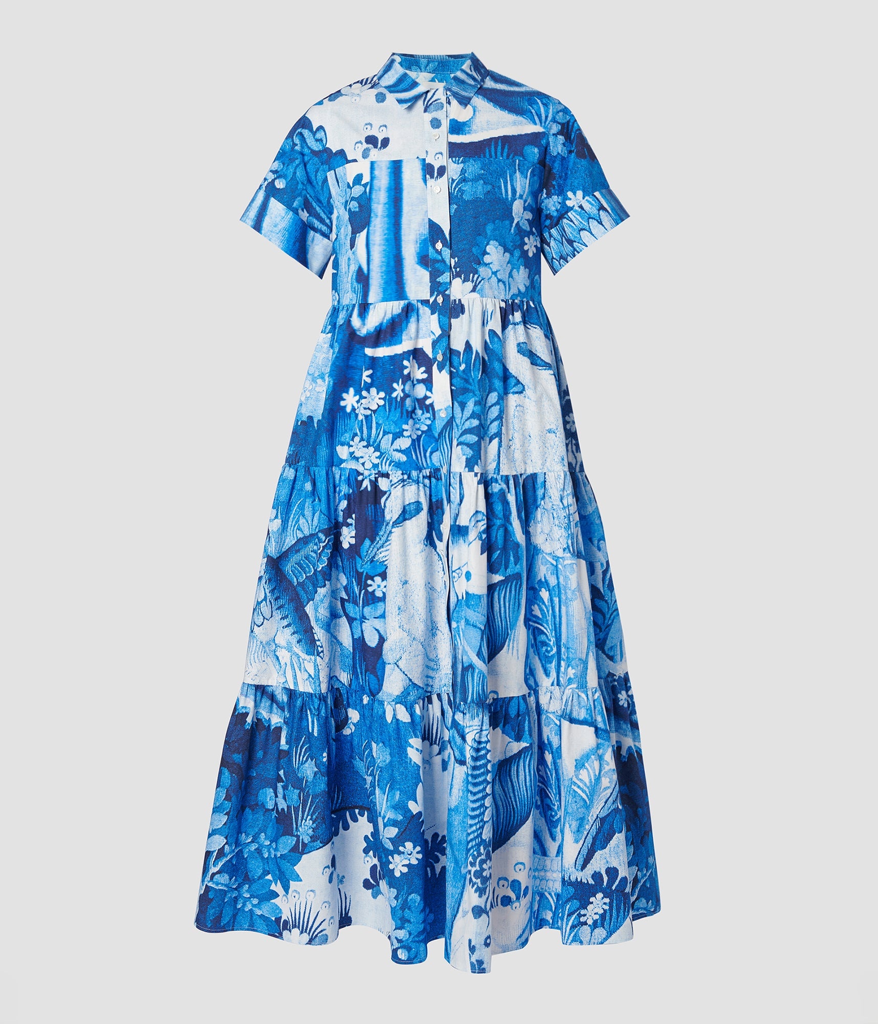 SHIRT DRESS WITH TIERED HEM - 1