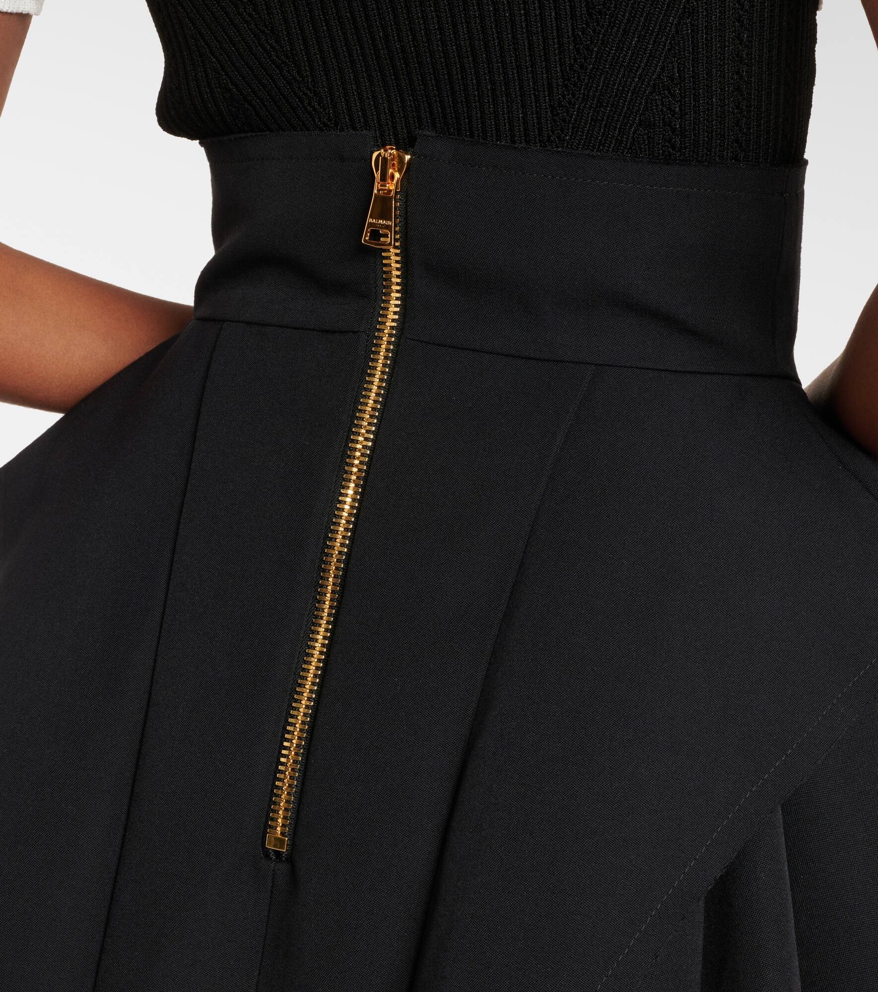 Virgin wool grain de poudre miniskirt - 5