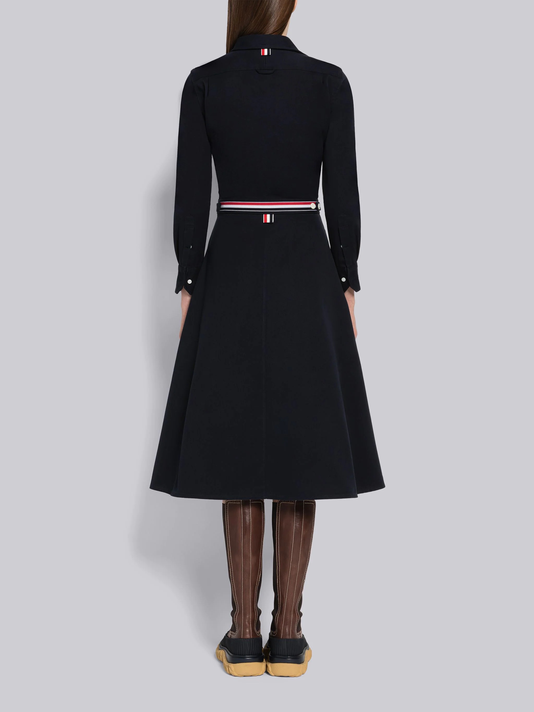 Cotton Twill Belted A-Line Shirtdress - 3
