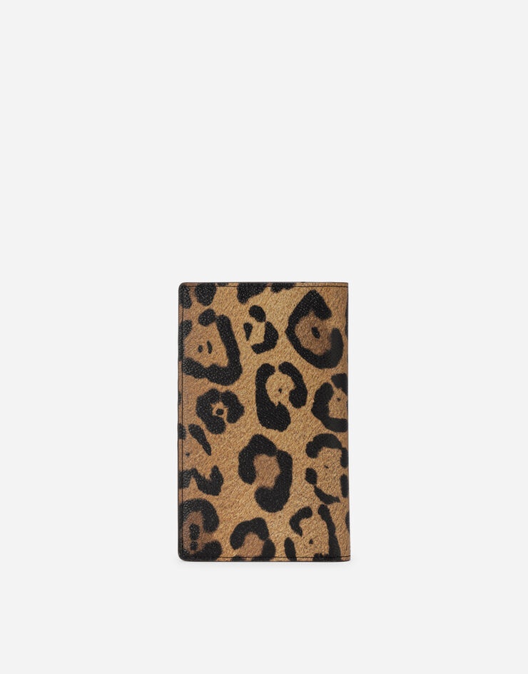 Leopard-print Crespo passport holder with branded plate - 3