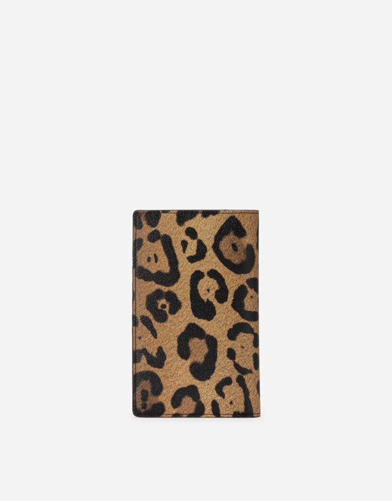 Leopard-print Crespo passport holder with branded plate 3