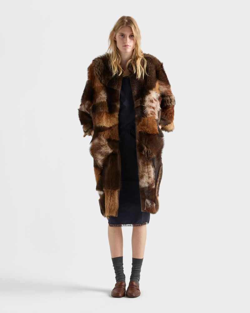 Prada Patchwork shearling coat outlook