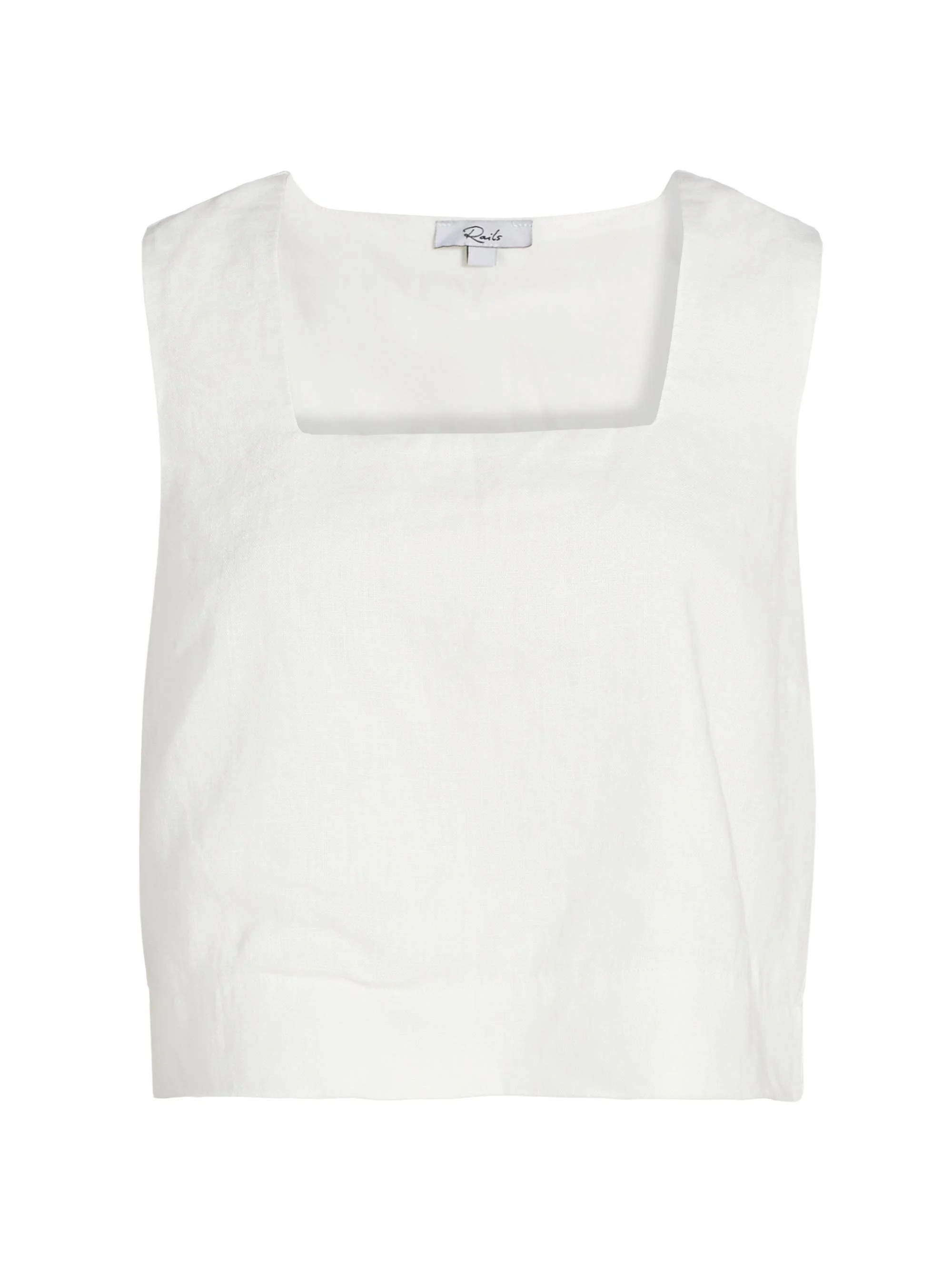 Women's Akira Linen Square Neck Tank - White - 1