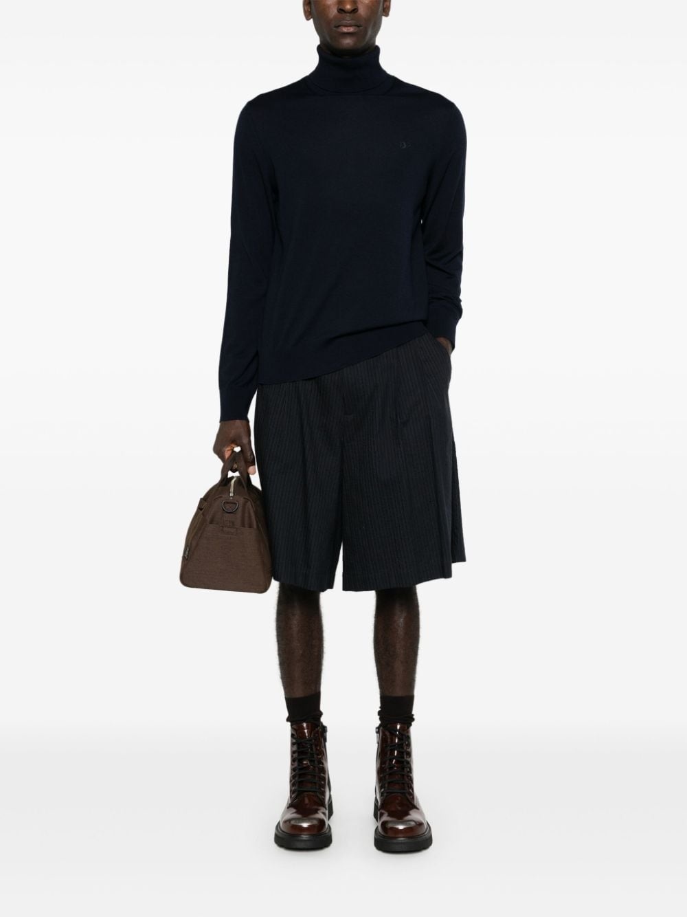 logo-embroidered roll-neck jumper - 2