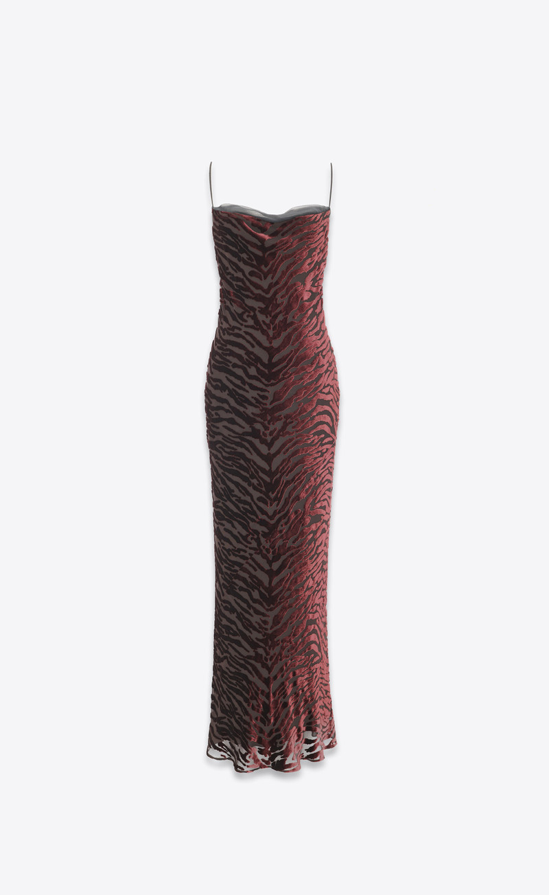 cowl-back dress in zebra dévoré velvet - 1