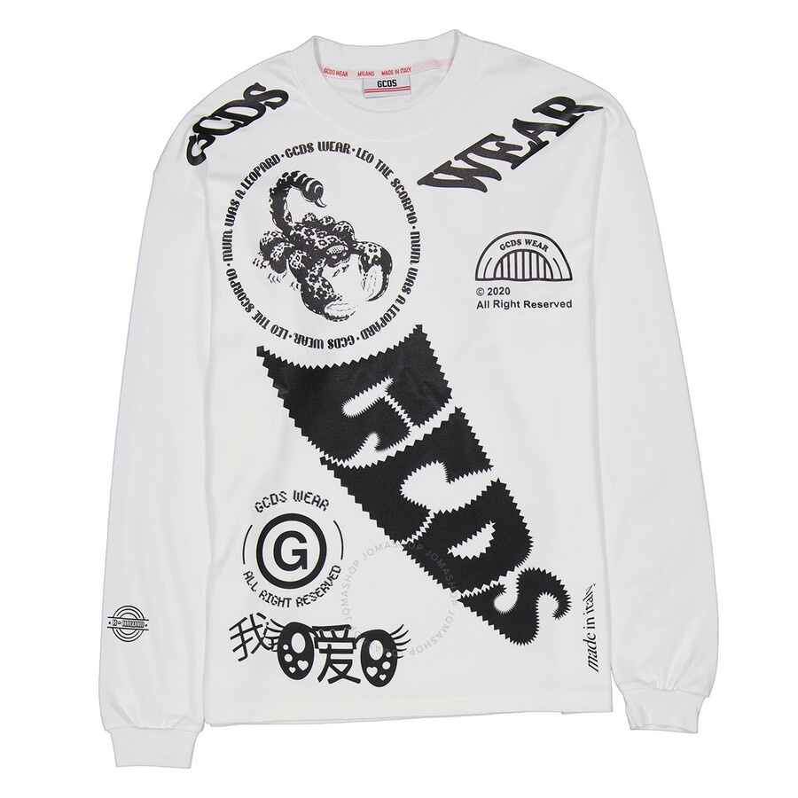 GCDS White Long Sleeve Print T-shirt - 1