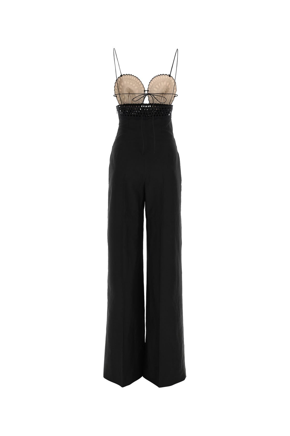 Black linen blend jumpsuit - 2