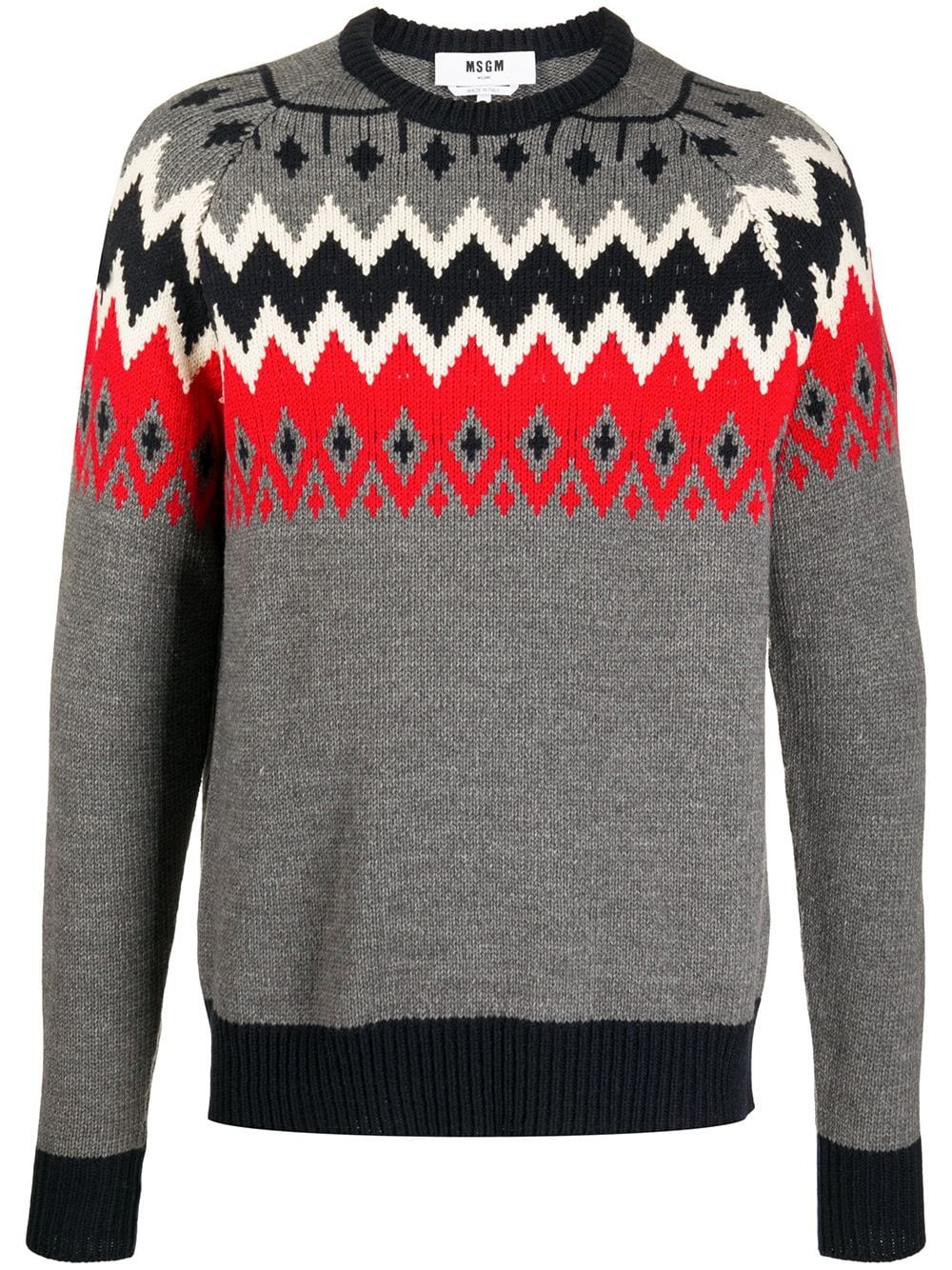 zig-zag intarsia knit jumper - 1