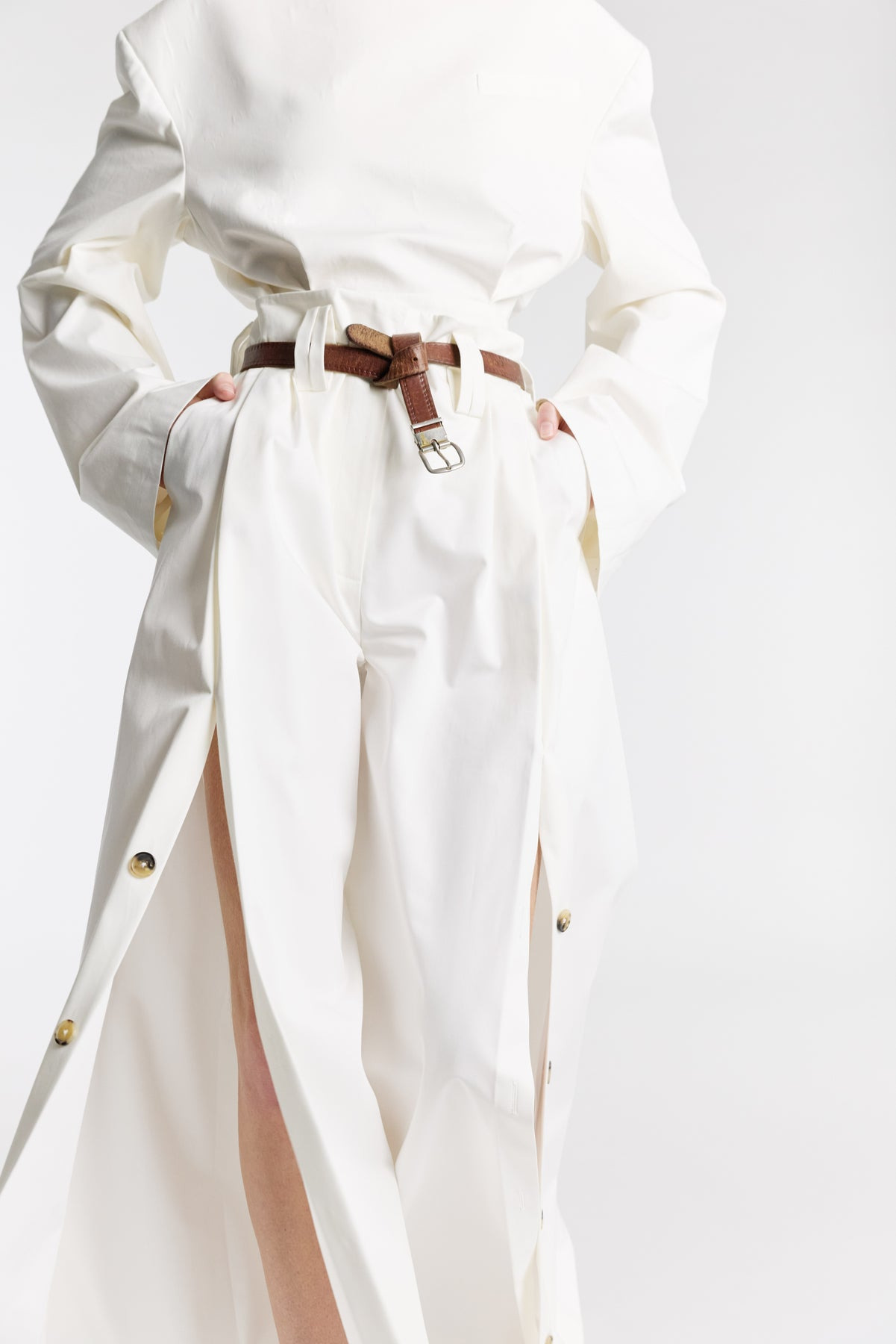 FULL SPLIT WIDE LEG PANTS WHITE - 3