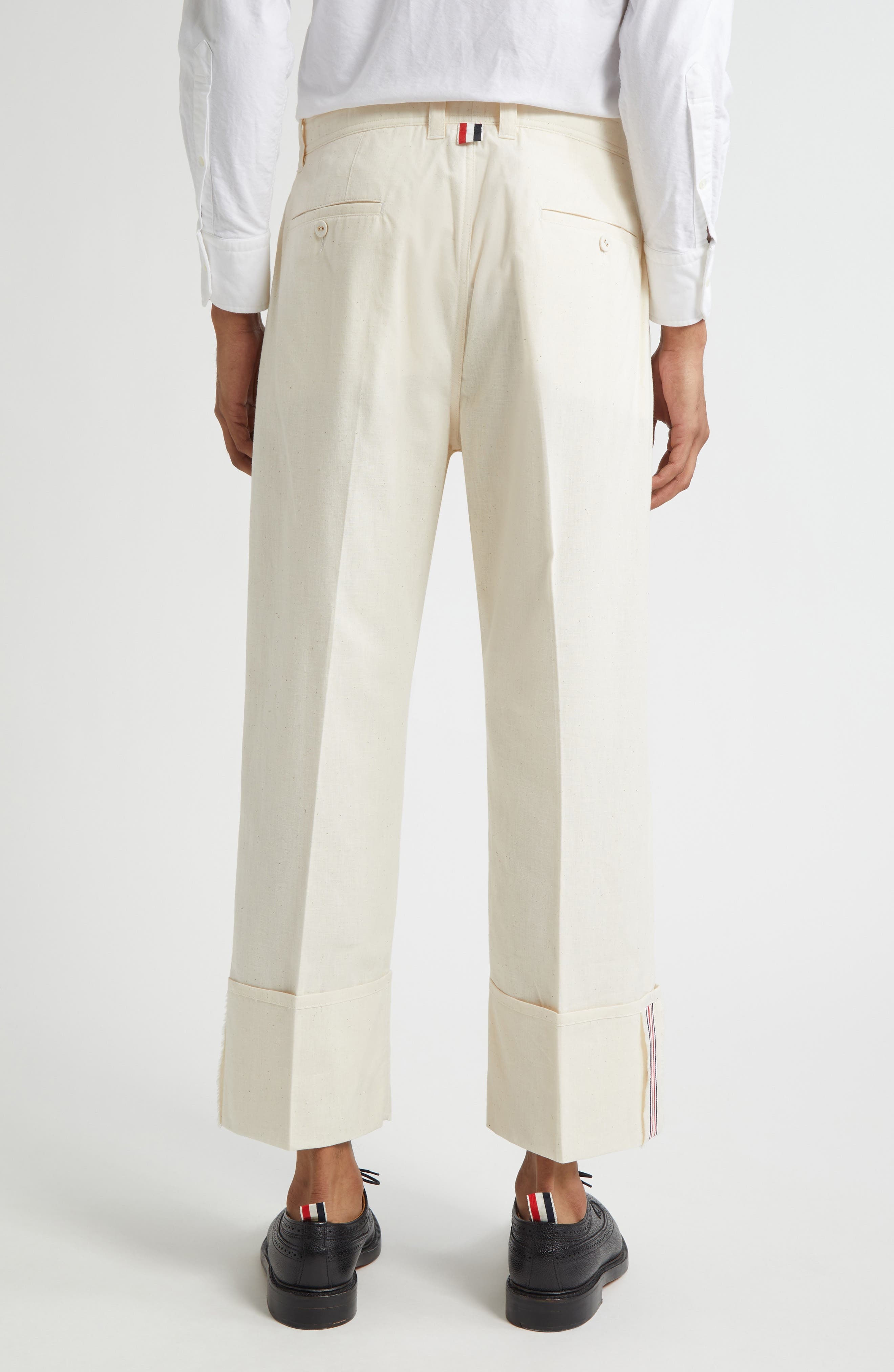 Thom Browne Unconstructed Straight Leg Pants in Muslin at Nordstrom - 3