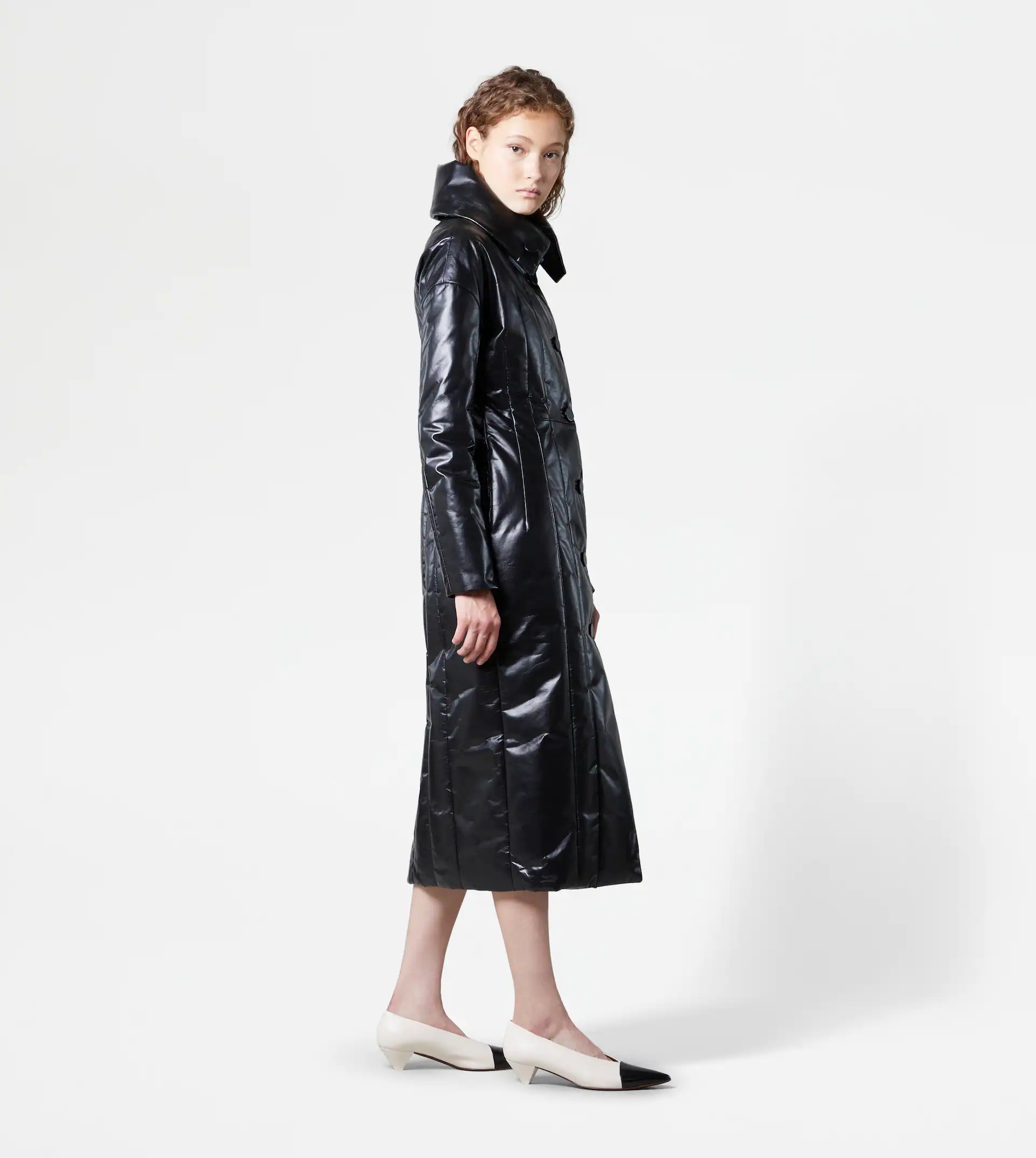 QUILTED COAT IN LEATHER - BLACK - 4