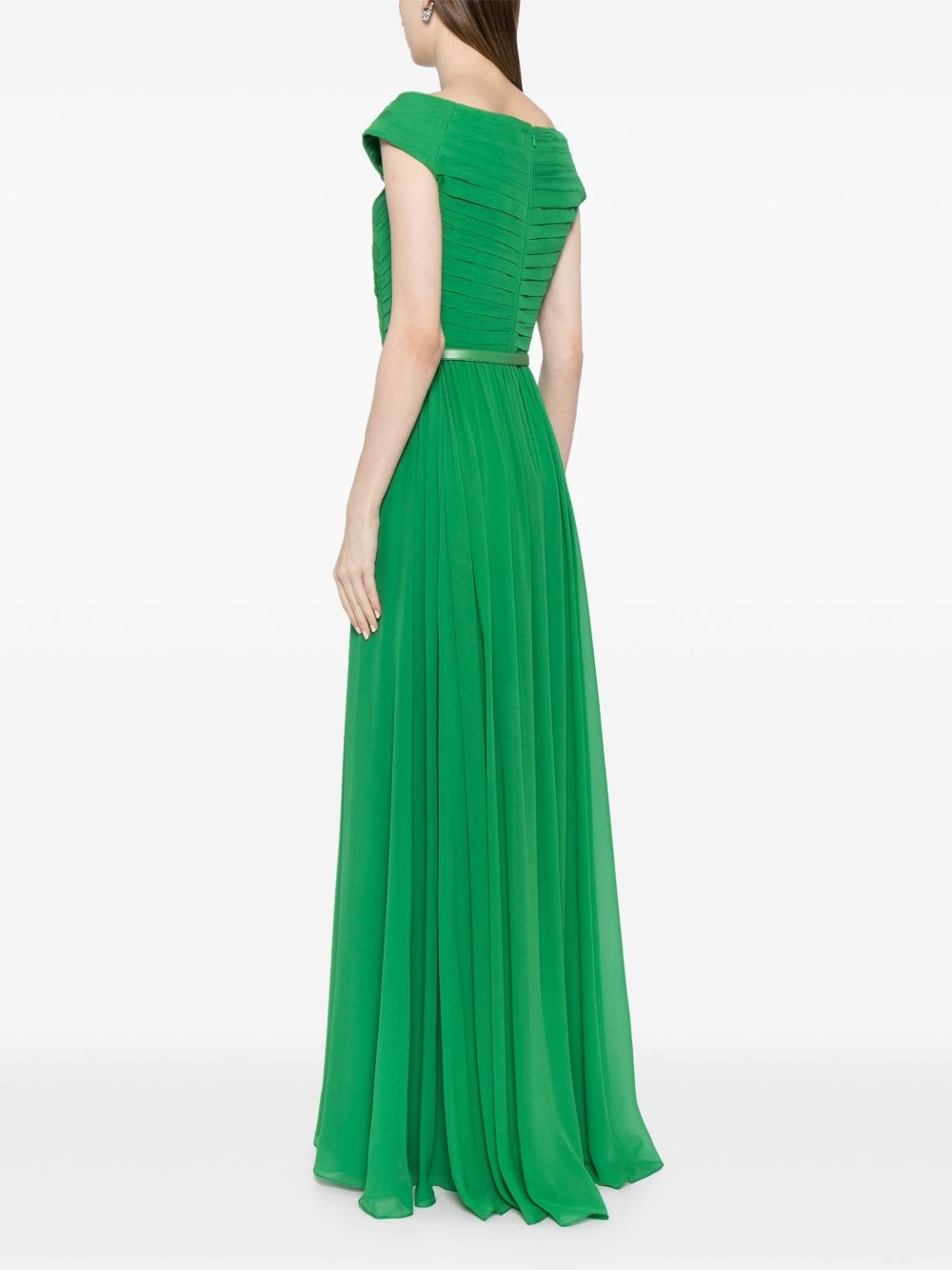 pleated bodice silk dress - 4